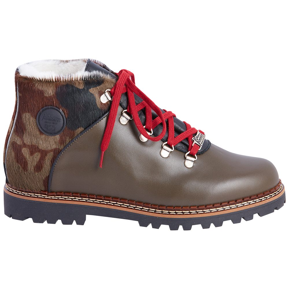 AMMANN GALLEN - Men's - Olive Leather & Camo Cowskin with lambsfur lining