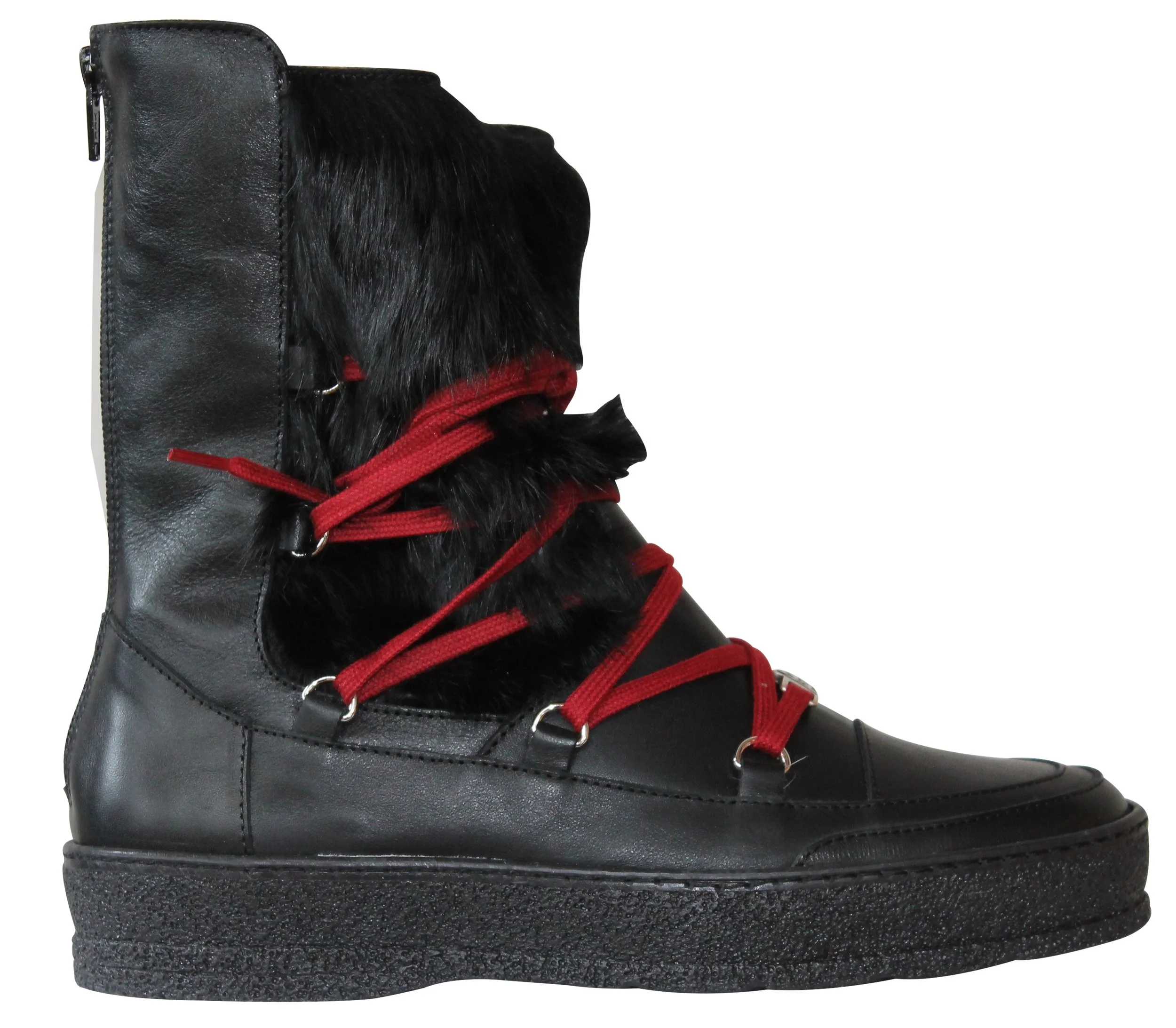 CHAMONIX 9010 - Black Leather with Black Rabbit Fur