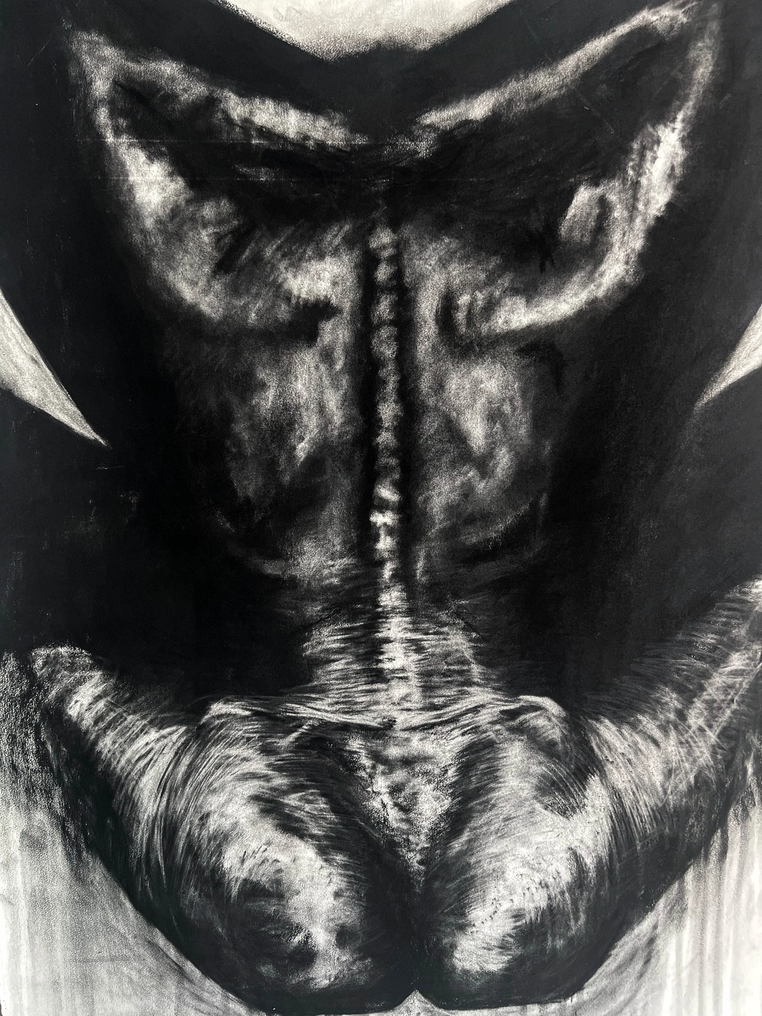 L6, Charcoal on Paper, 2023, 84" x 42," Available