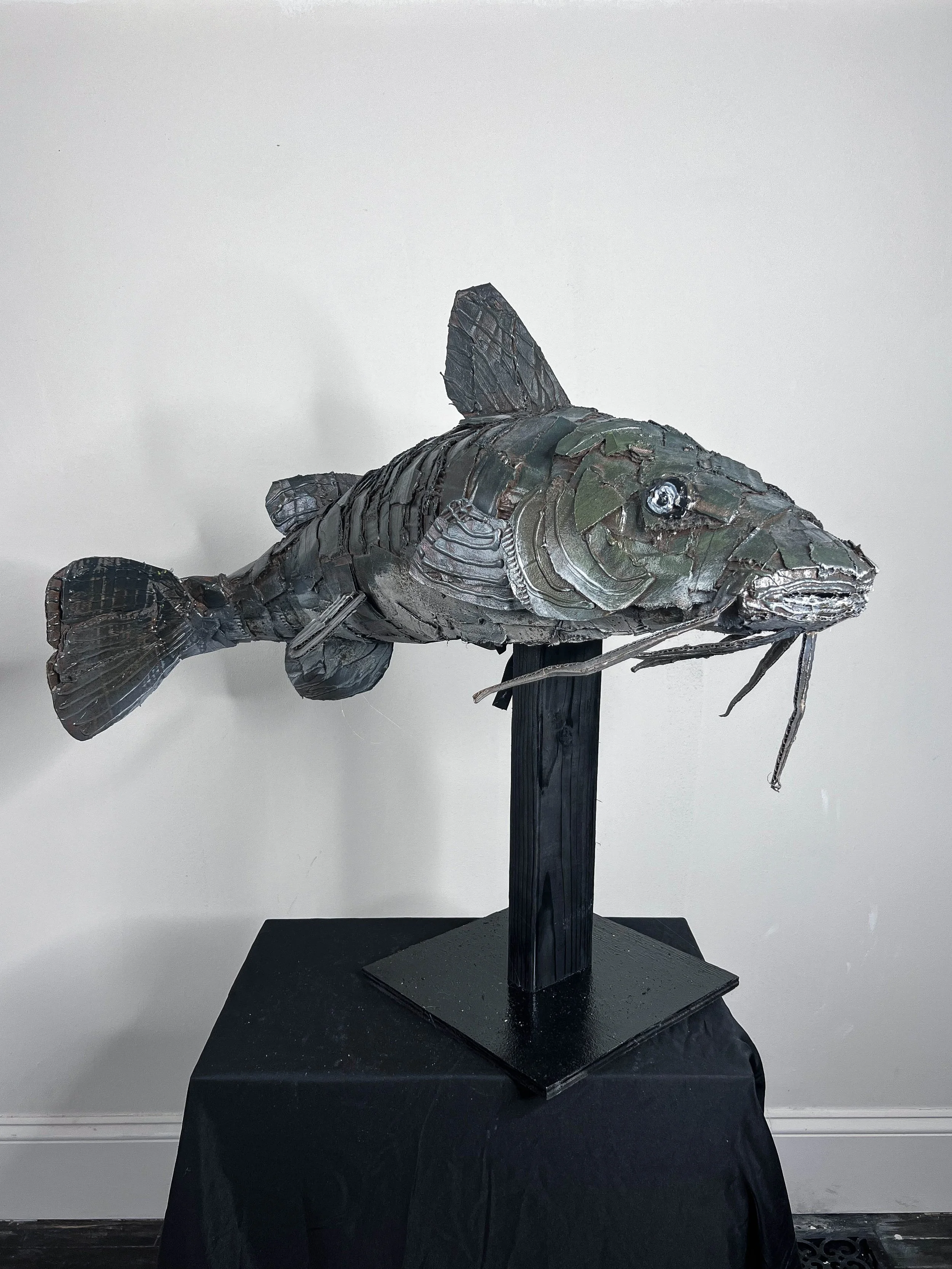 Catfish, 2022, Cardboard, Helmet, Hot Glue, Paint, Available