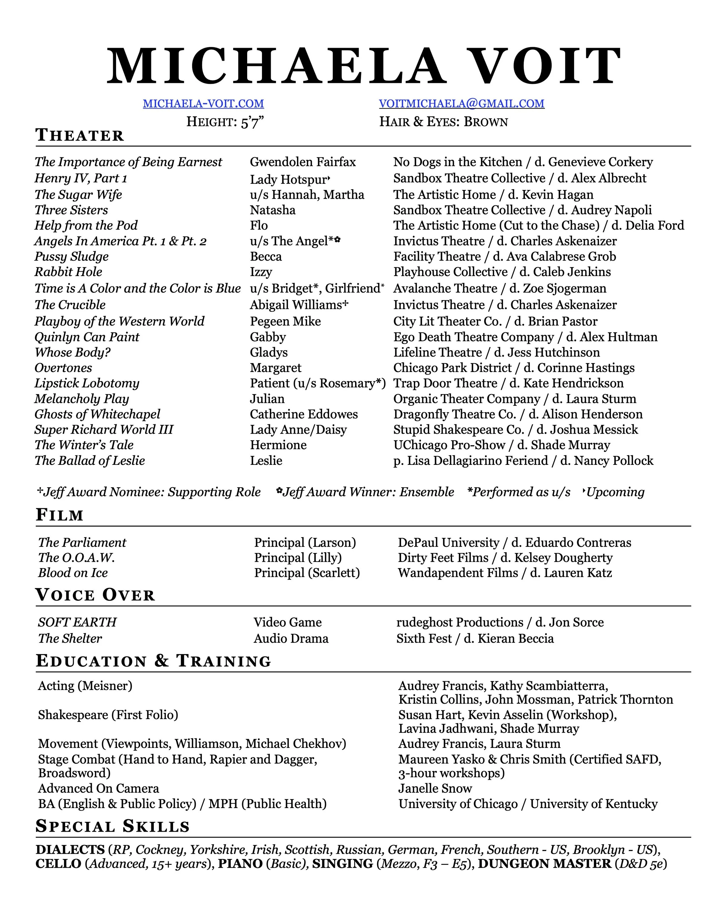 Acting Resume