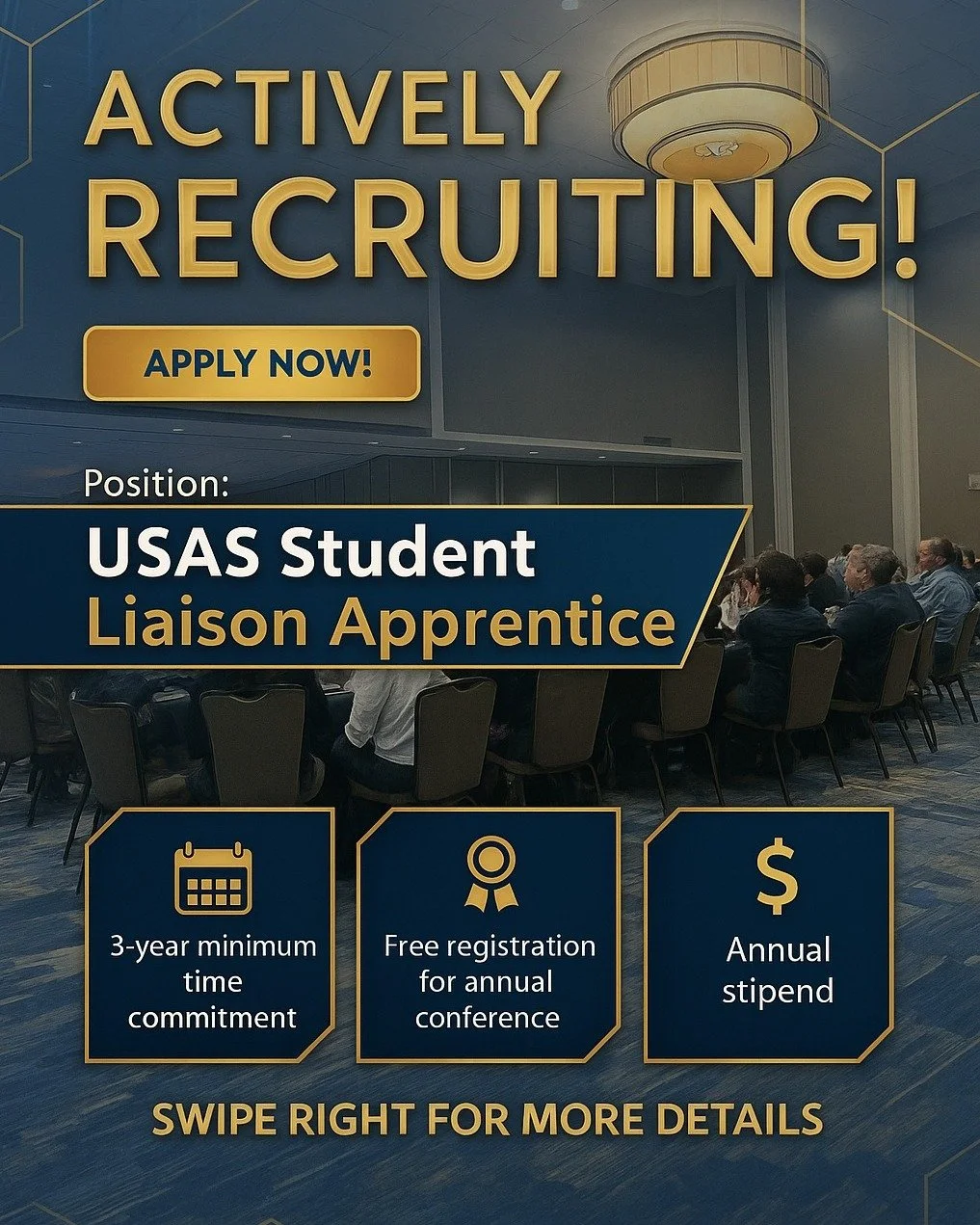 The USAS Board is seeking a new Student Liaison Apprentice! 

The Student Liaison is a member of the Student Activities Committee and is appointed by the USAS Executive Board upon the Student Activities Committee's recommendation. The Student Liaison