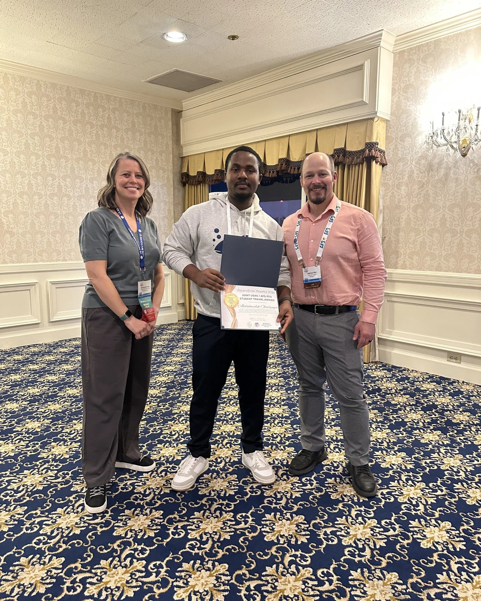 Congratulations Abdulmalik Oladipupo on winning the Joint USAS / AFS-FCS Student Travel Award at Aquaculture America 2026 in Las Vegas ✨