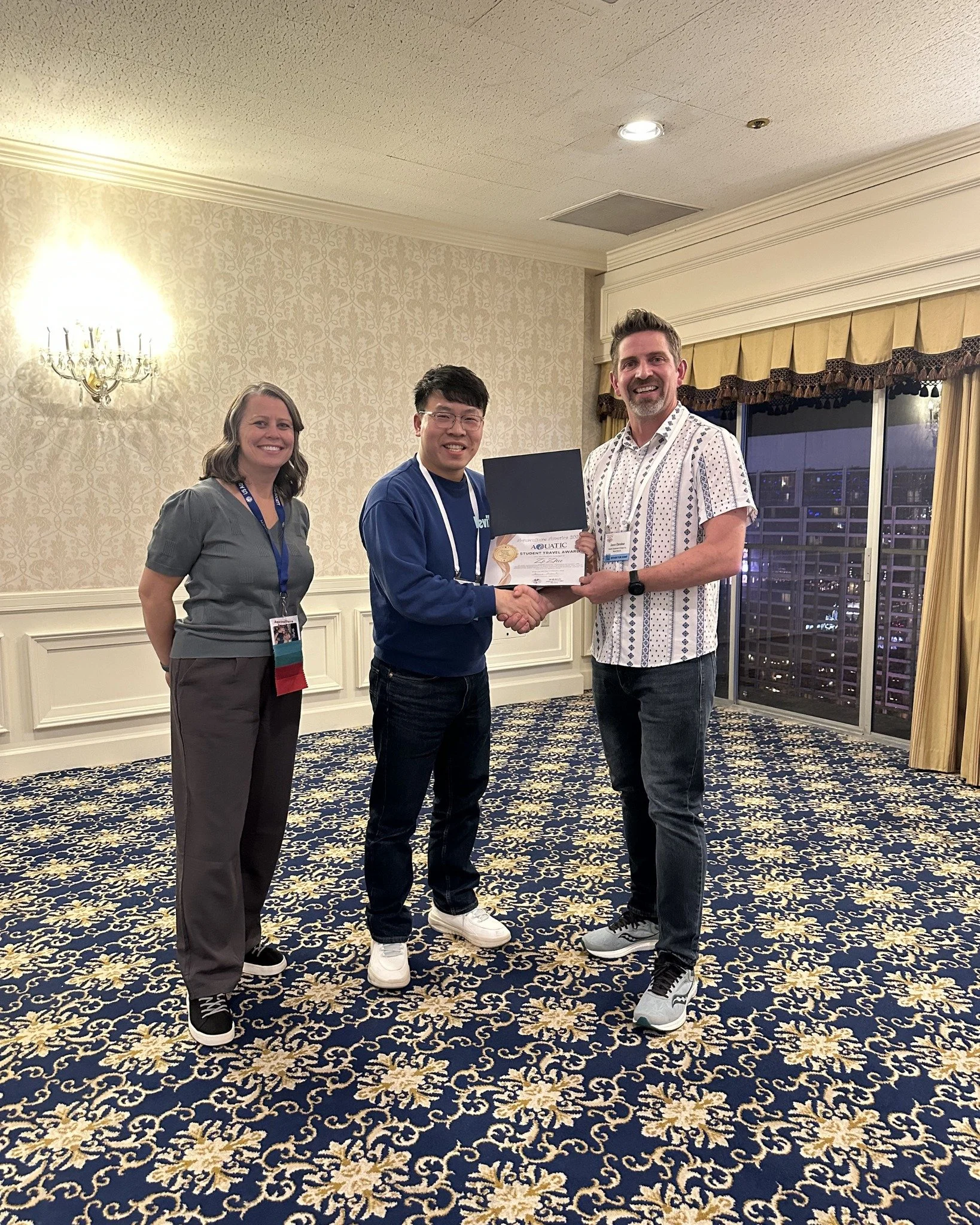 Congratulations Ze Zhu on winning the Aquatic Equipment &amp; Design Inc Student Travel Award at Aquaculture America 2026 in Las Vegas 🎉