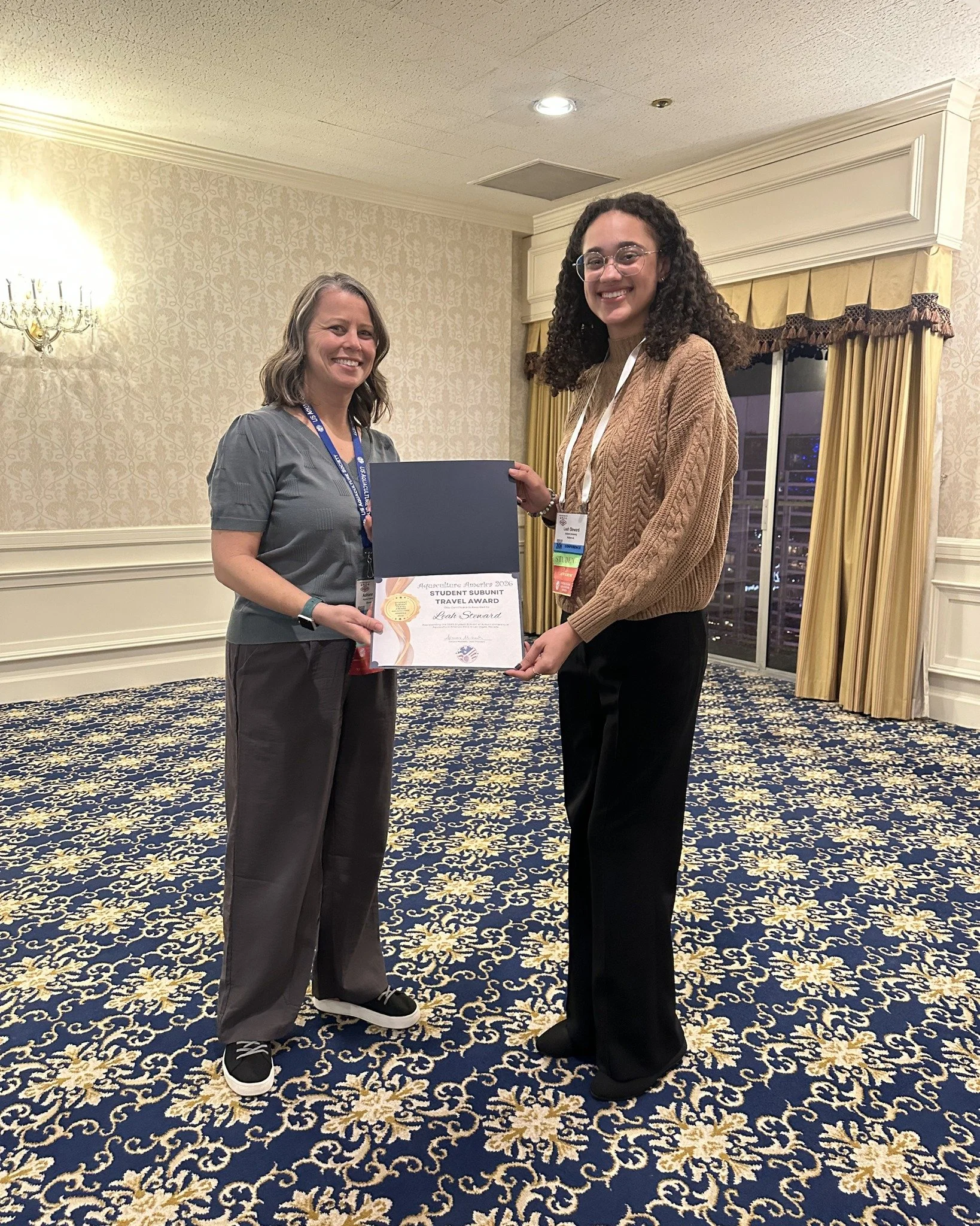 Congratulations Leah Steward on winning a Student Subunit Travel Award at Aquaculture America 2026 in Las Vegas 🎉

Representing the USAS Student Subunit at Auburn University at Aquaculture America 2026 in Las Vegas, Nevada.