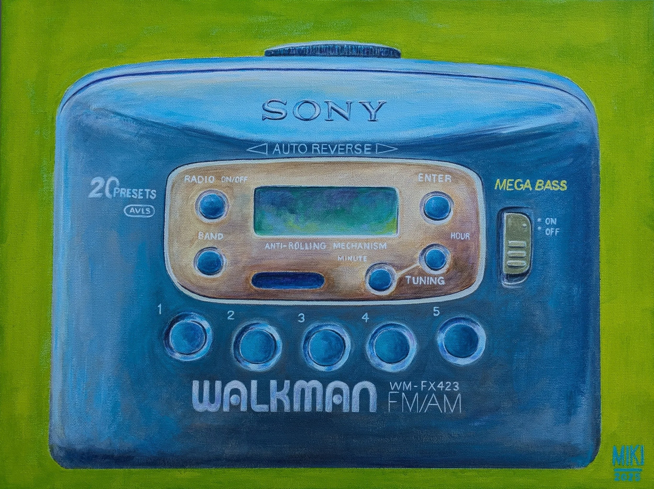 "Sony WM-FX423", acrylic paint on canvas, 18" x 24", February 2025