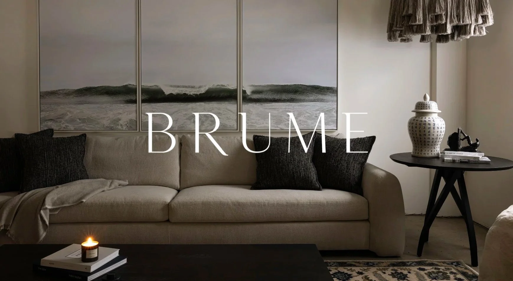 Opening page for pitch deck, shows luxury furniture