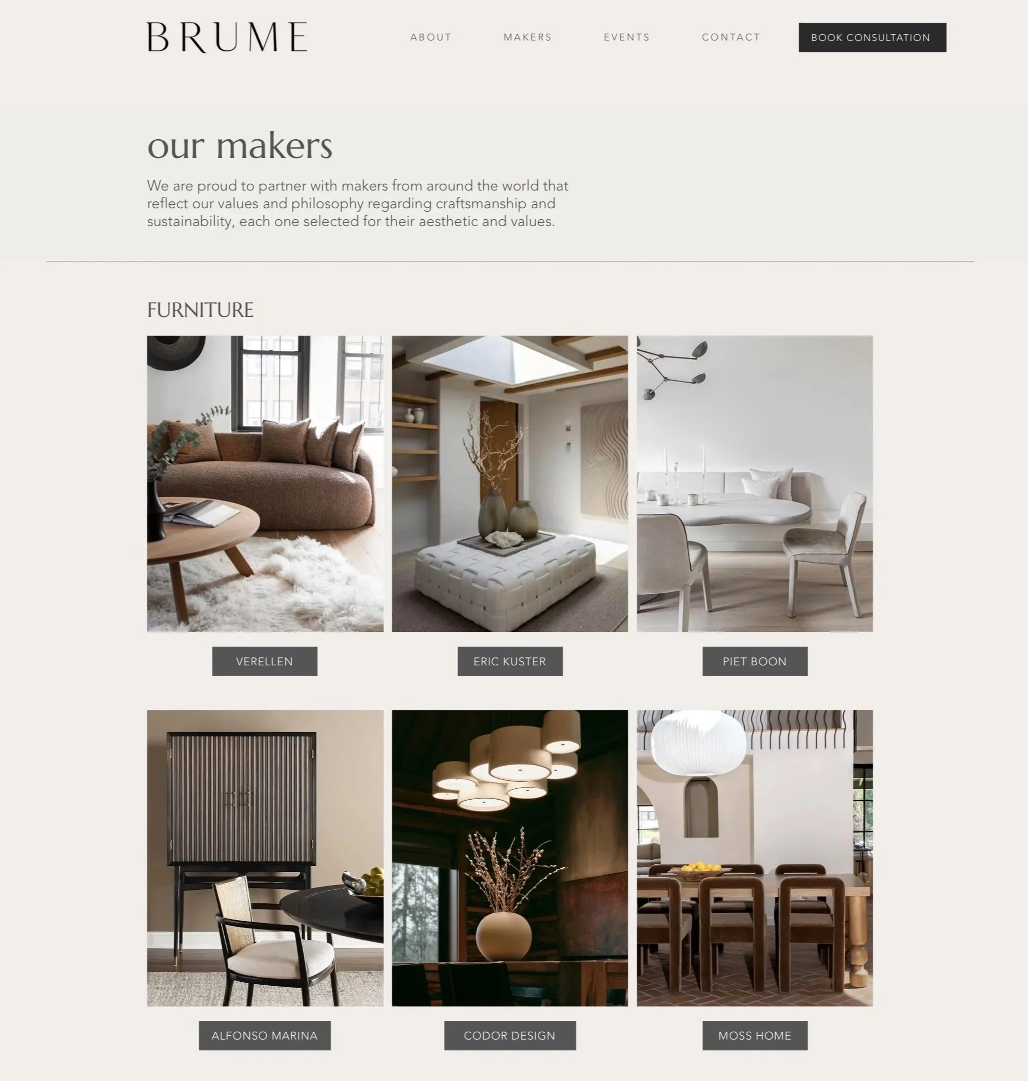 Webpage featuring Makers sold by this company.