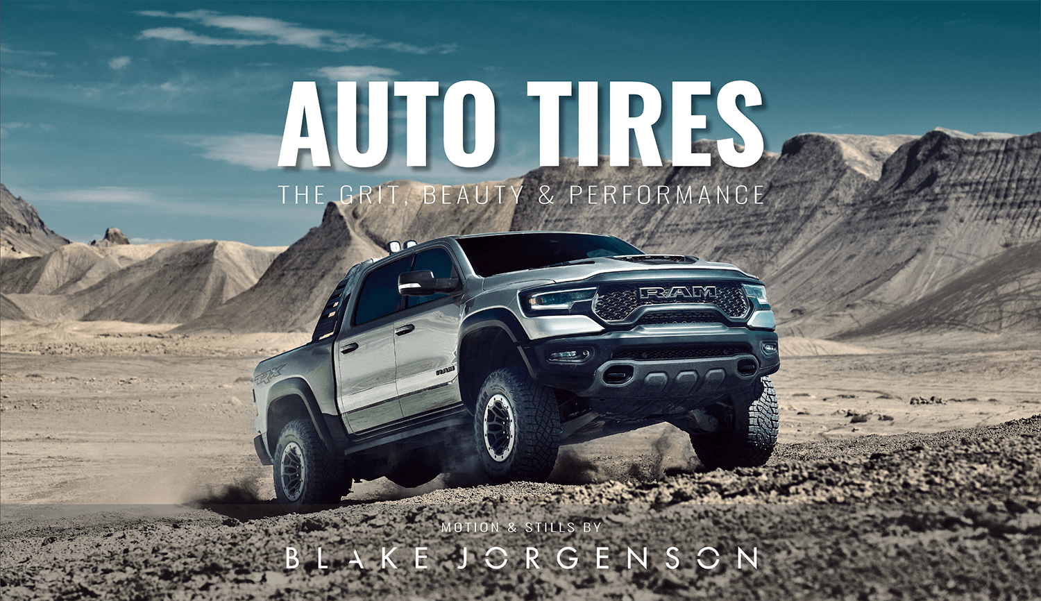 Promotion piece for photographer Blake Jorgenson. Truck climbing steep incline in the desert.