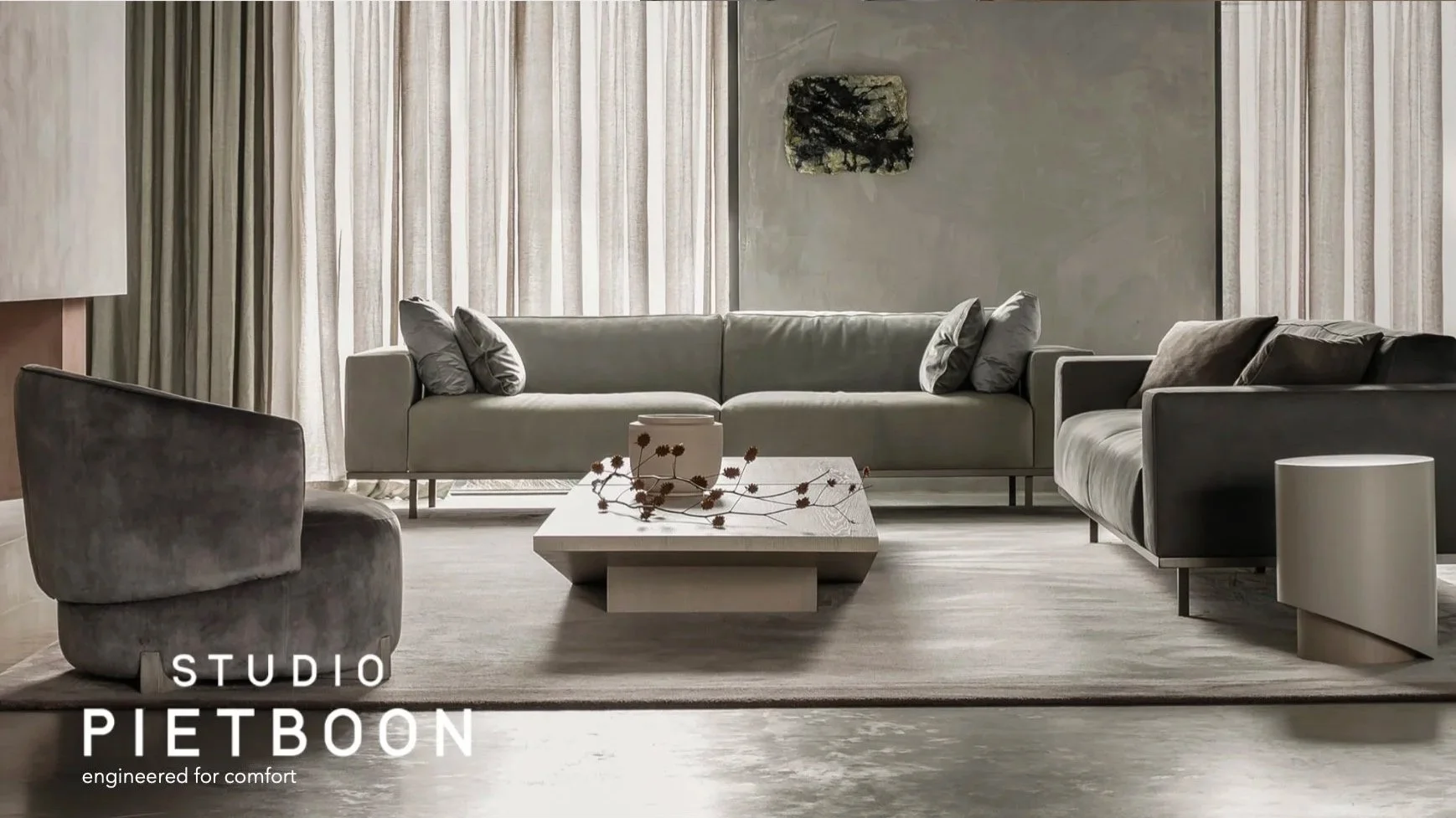 Pitch deck page highlighting PietBoon, a luxury furniture line