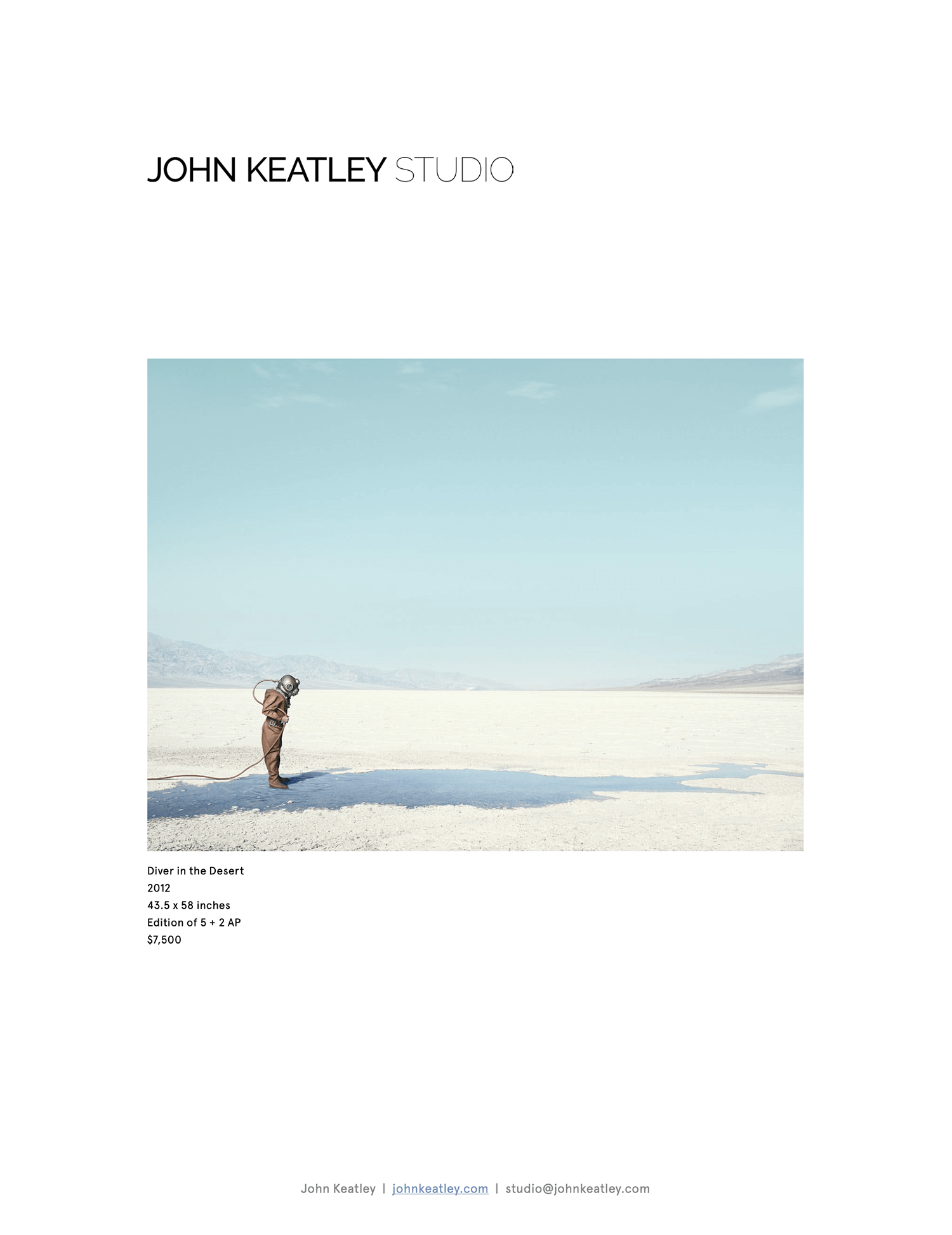 Printed collateral for catalog of fine art for photographer John Keatley. Designed by Nichelle Keatley