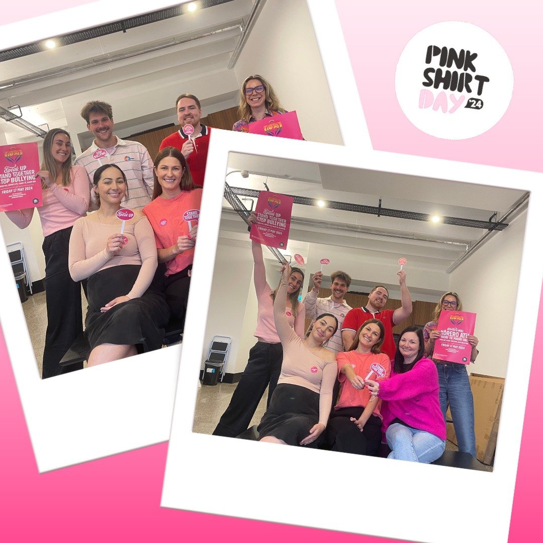 Celebrating #PinkShirtDayNZ 2024 at the Explosive Social office! 

Kōrero Mai, Kōrero Atu, Mauri Tū, Mauri Ora &ndash; Speak Up, Stand Together, Stop Bullying! 

@pinkshirtdaynz