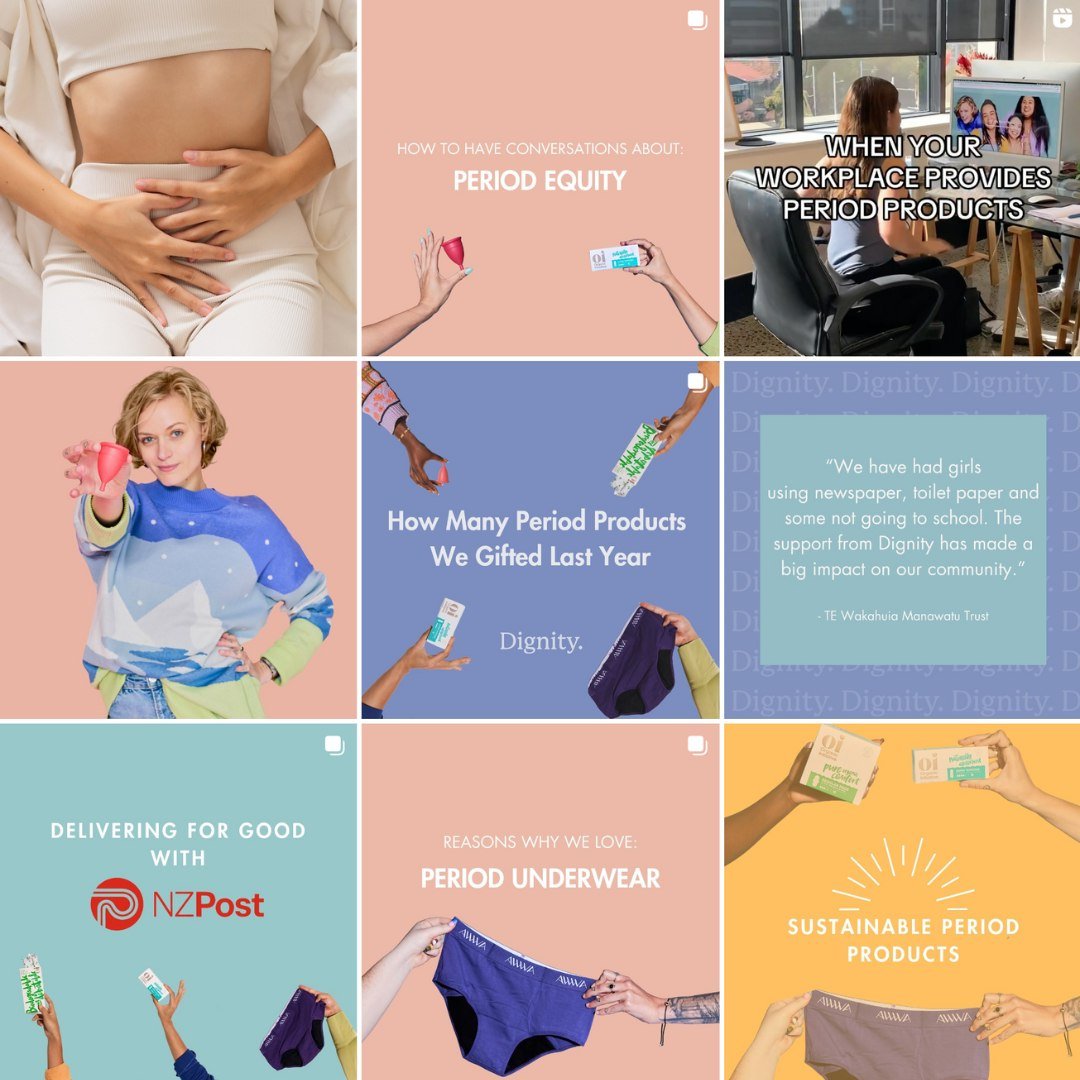 Introducing @dignitynz_periodcare ✨

Dignity&rsquo;s mission is to make period products accessible to everyone who needs them, so no one misses out on work, education, sport, or anything else in life.

The goal of the content we've created for Dignit