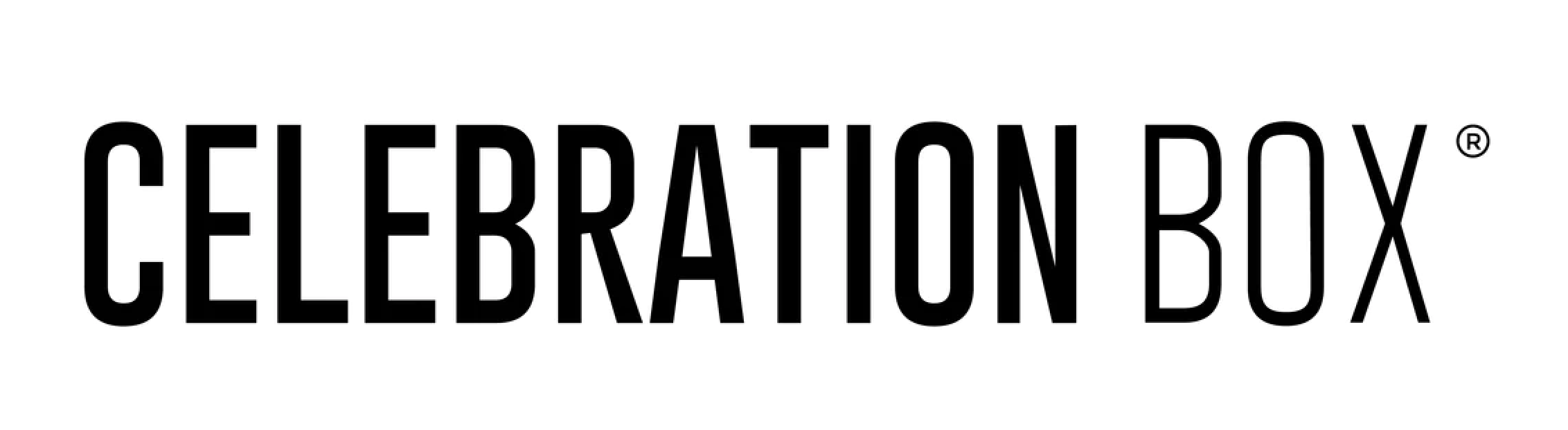 Black text says 'Celebration Box' on a white background.