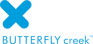 American Eagle Butterfly Creek logo with a large blue X and company name in blue text.