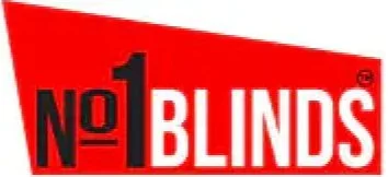 Logo of No. 1 Blinds with a red background and black and white text.