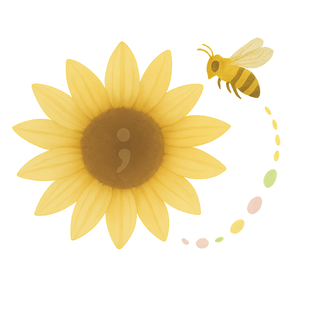 A sunflower with a bee flying near it.