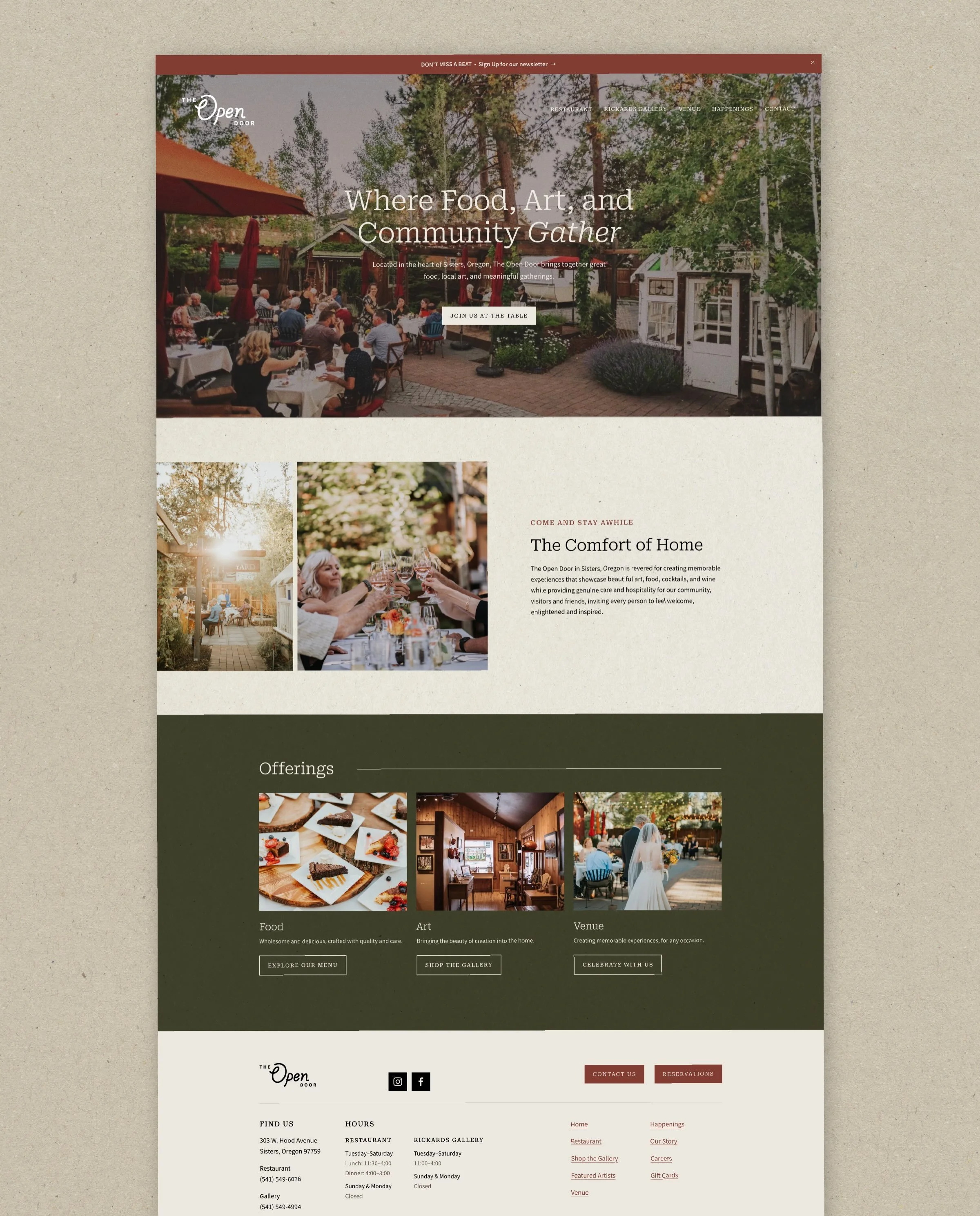 What a joy and privilege it was to work with the wonderful people behind The Open Door, a restaurant, art gallery, and event venue in the heart of Sisters, Oregon. With 26 years of history behind The Rickards Gallery and 14 years of The Open Door, th