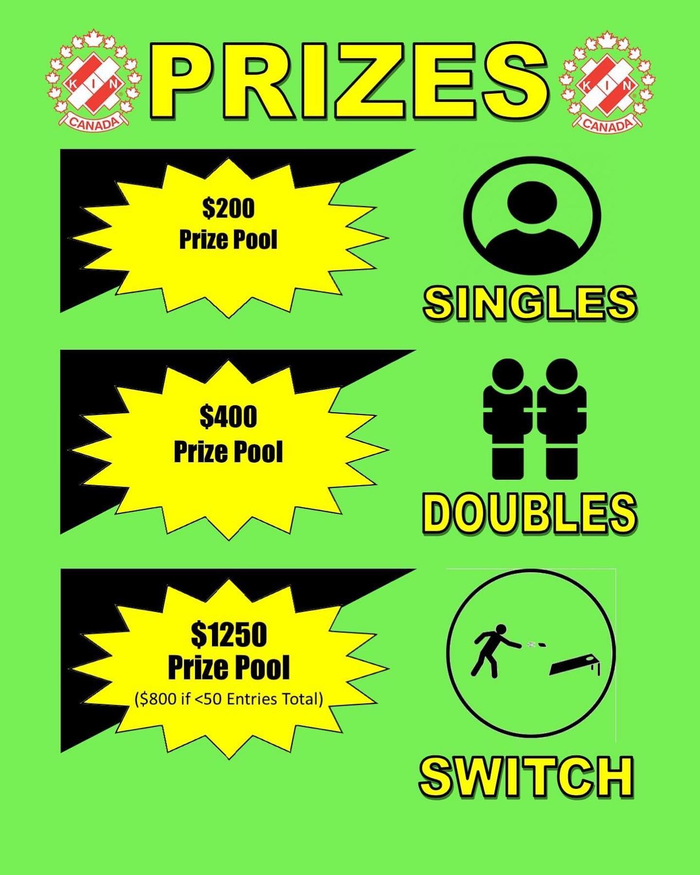 Check out these awesome prizes for the Kelowna Kinsmen Cornhole tournament THIS SATURDAY! Make sure to bring your friends and competitive spirit 🏆