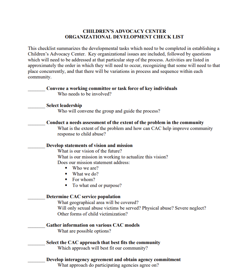 Developing a CAC Checklist