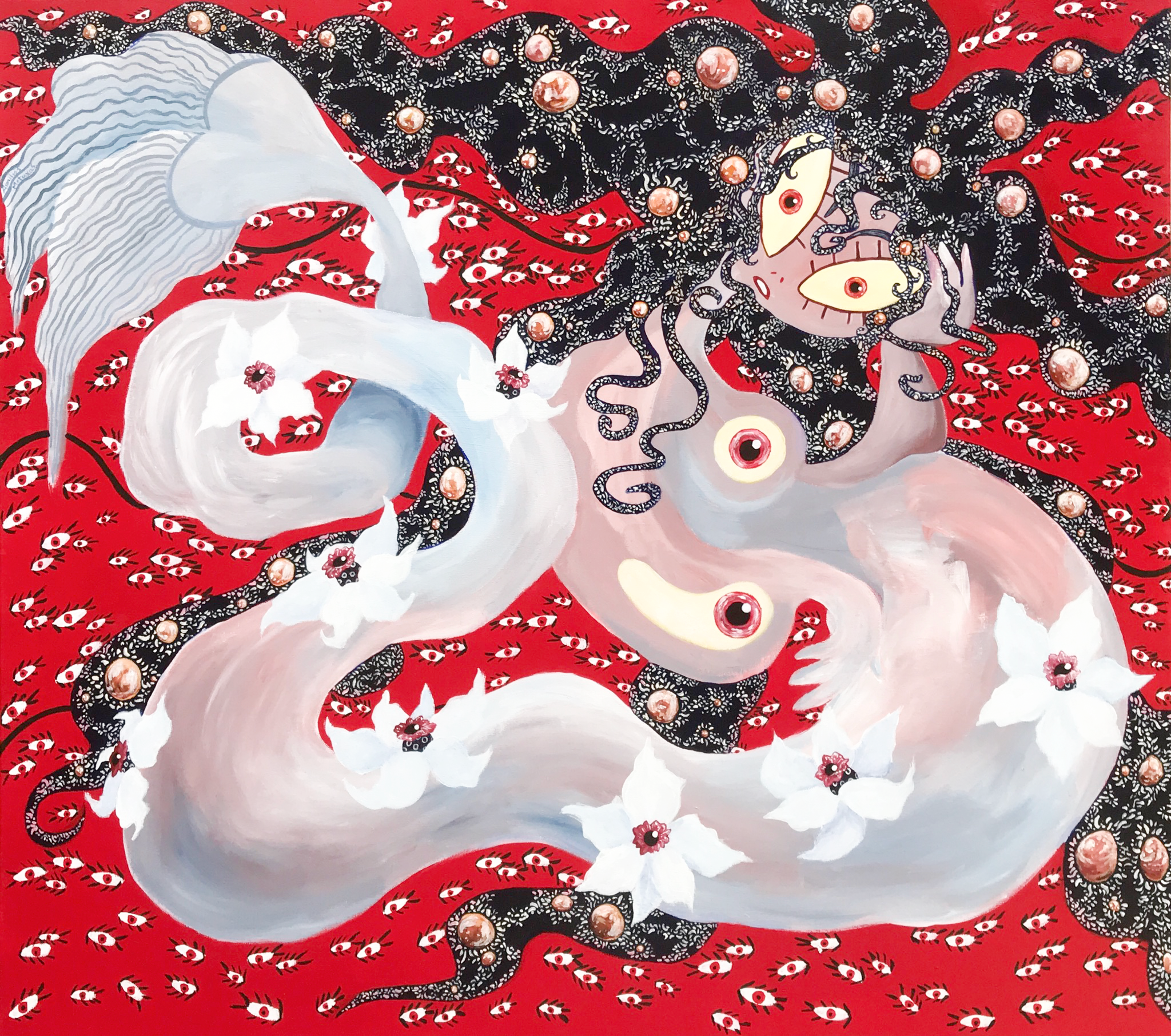 The Red Shoes. Acrylic on canvas, 80x90cm, 2021.