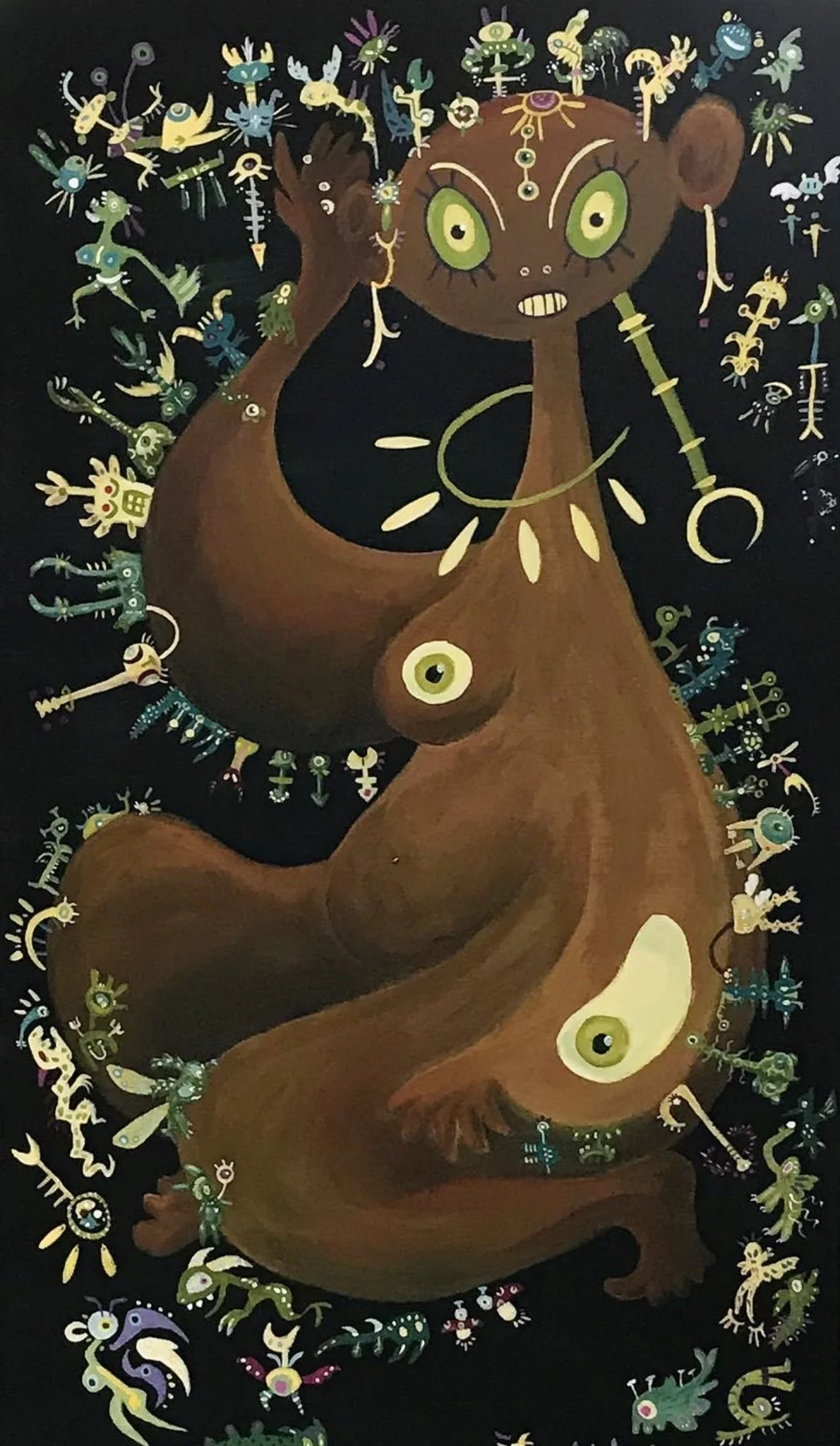 Nymphs. Acrylic on canvas, 90x50cm, 2021, series 3 of 3.