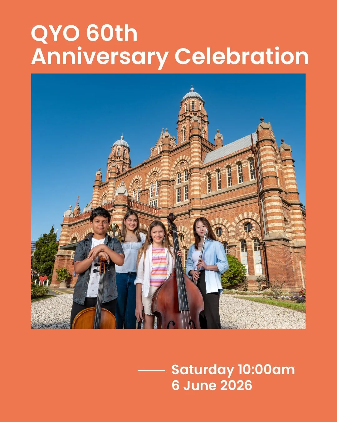 You&rsquo;re invited! 🎶

Join us this June as we celebrate Queensland Youth Orchestras&rsquo; 60th Anniversary with a weekend full of performances, open rehearsals, and activities for all ages. From a performance of  Peter and the Wolf to our Alumni