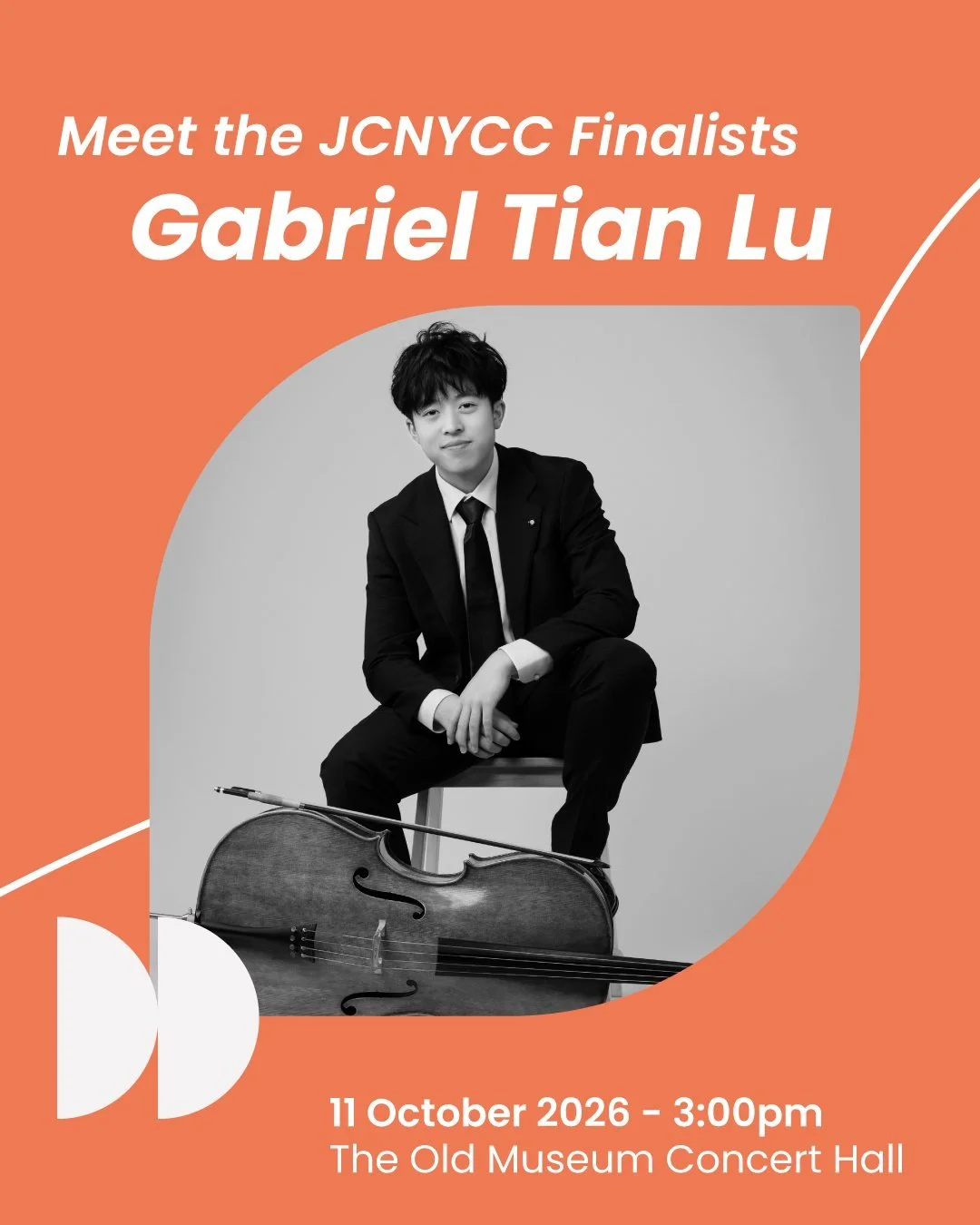 Meet the String Sensations JCNYCC Finalists!

Introducing Gabriel Tian Liu 🎻

Fifteen-year-old cellist Gabriel Tian Liu studies with David Berlin, Principal Cello of the Melbourne Symphony Orchestra, and Rachel Atkinson. He has performed with the Au