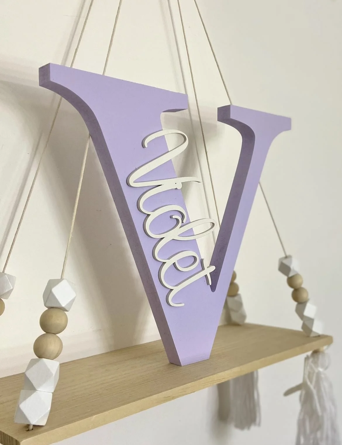 Our large initial letters are such pretty statement pieces! 

Glow up any corner of the room and shelf to your own preference of colour to match your scheme 

🔎 Large Letter 
🎨 Violet, White 
📏 25cm 

#Babygifts #babyshowergift #nurseryinspiration