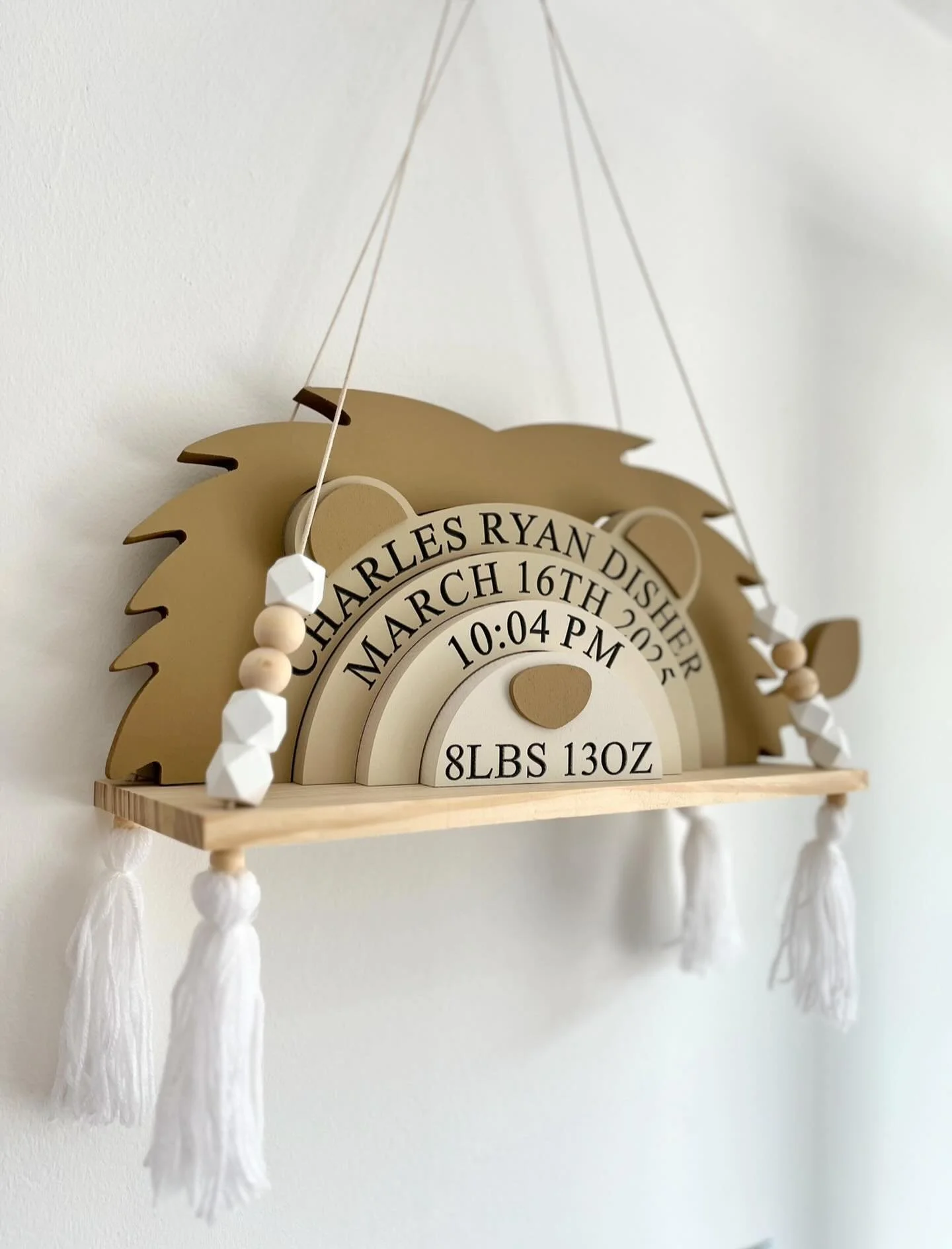 Something fierce, something brave🦁 
🔎 Lion Stacker 
🎨 Lion Colour Combo 
#safarinursery #lionnursery #lionbabyshower #safaribabyshower #babykeepsake #lionstacker #liondecor #newbabygift