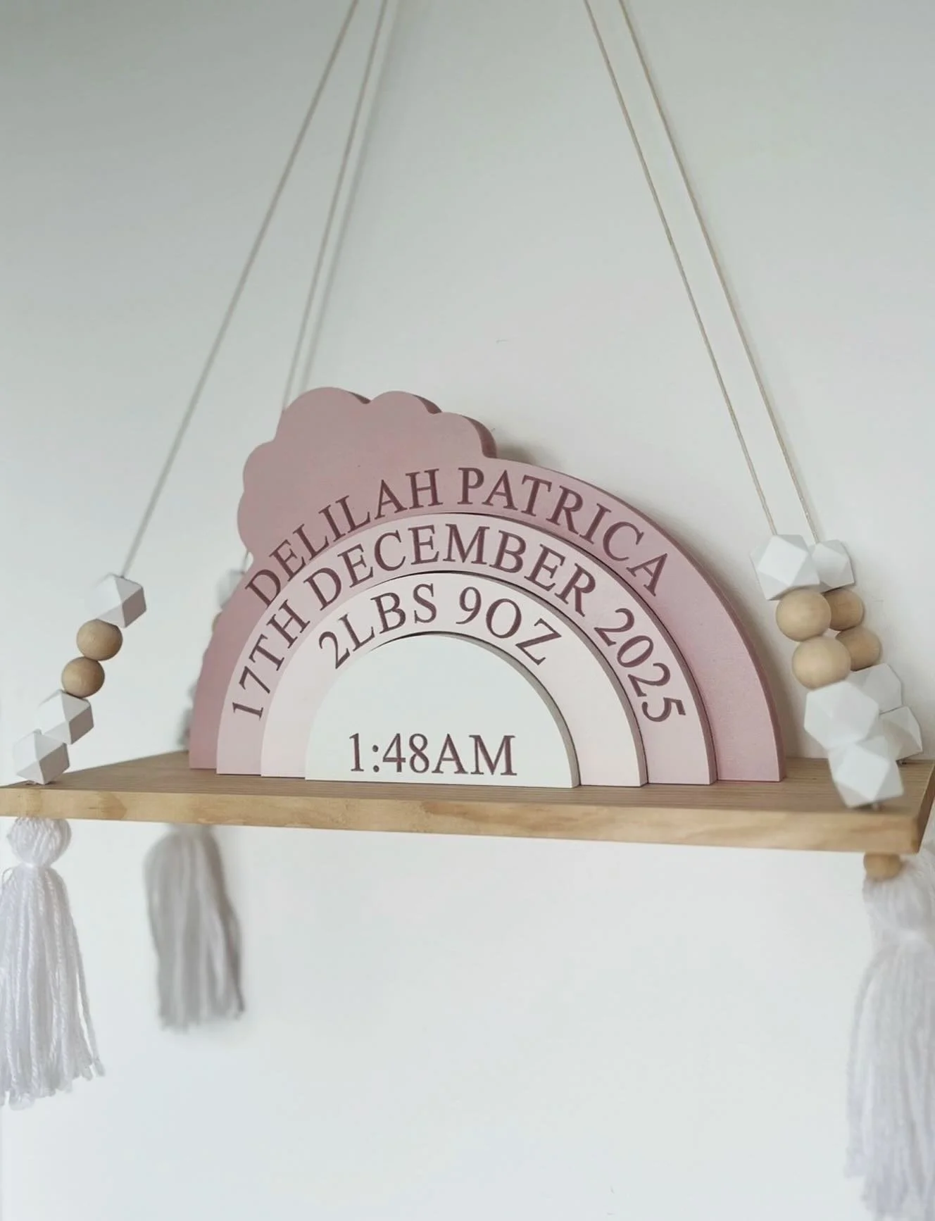 🔎 Cloud Stacker 
🎨 Dusky Pink Combo (Mulberry Pink Engraving) 

#babykeepsake #newbabygift #nurserydecor #pinknursery #pinknurserydecor