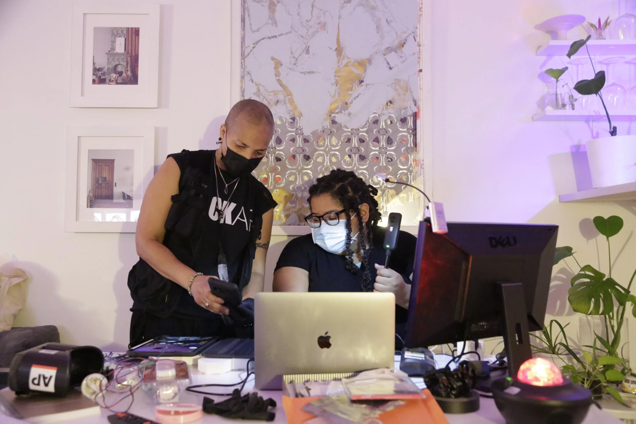 Director, Lin Que Ayoung, with DP, MaryAnn Talavera on set.