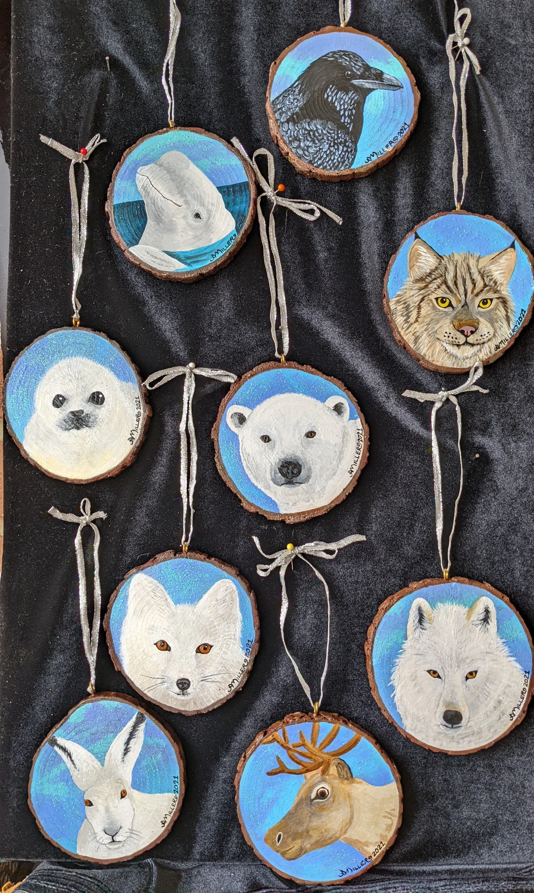 Hand-Painted Arctic Wildlife Ornaments