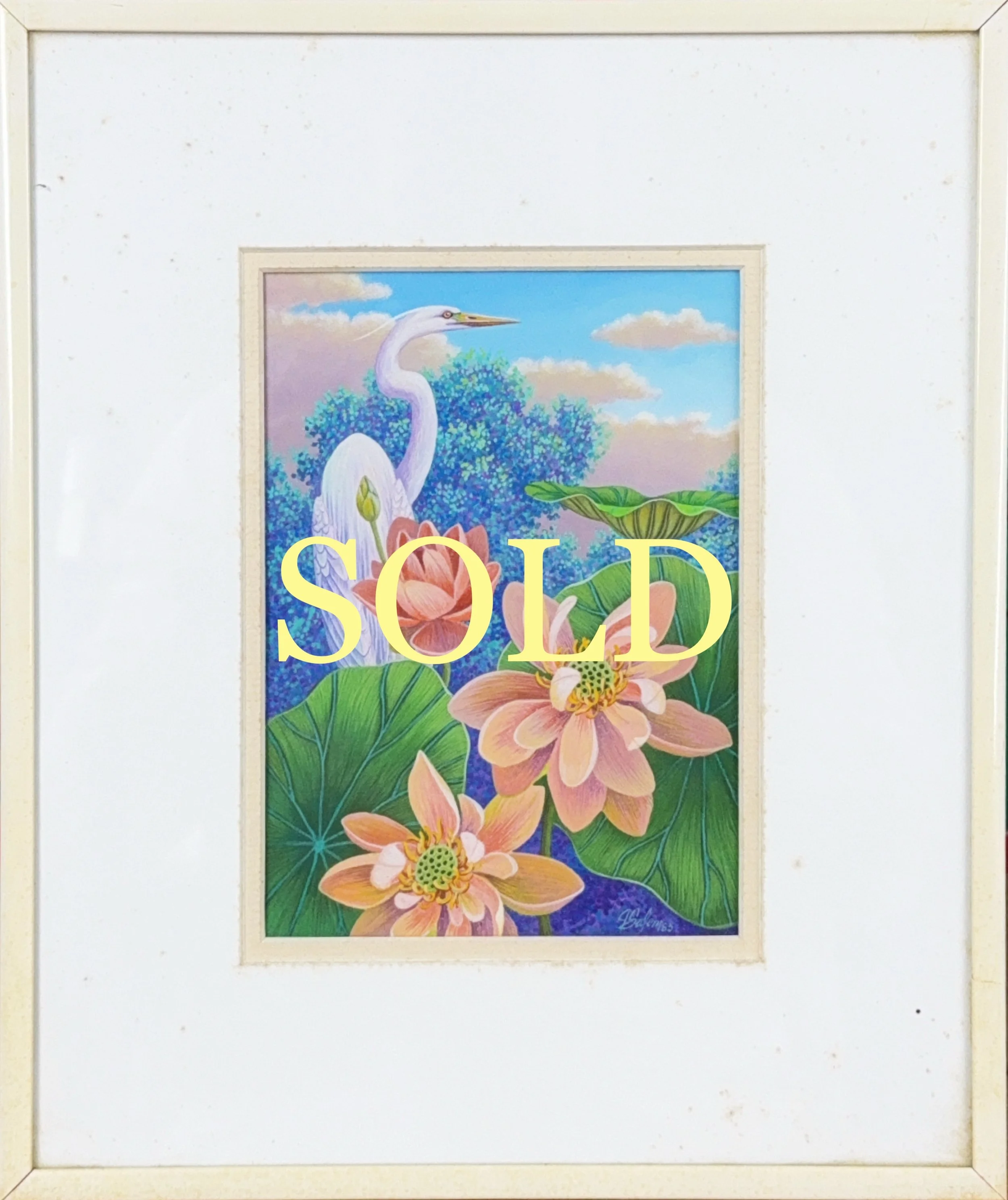 Egret with Water Lilies by Jim Salem
Acrylic on Paper, 7" x  5" - $425  *SOLD*