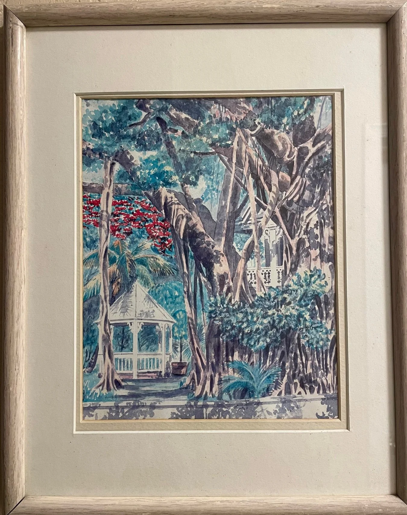 Gazebo in the Shade Framed Print by George K. Salhofer, 12"x 15" ~ $35