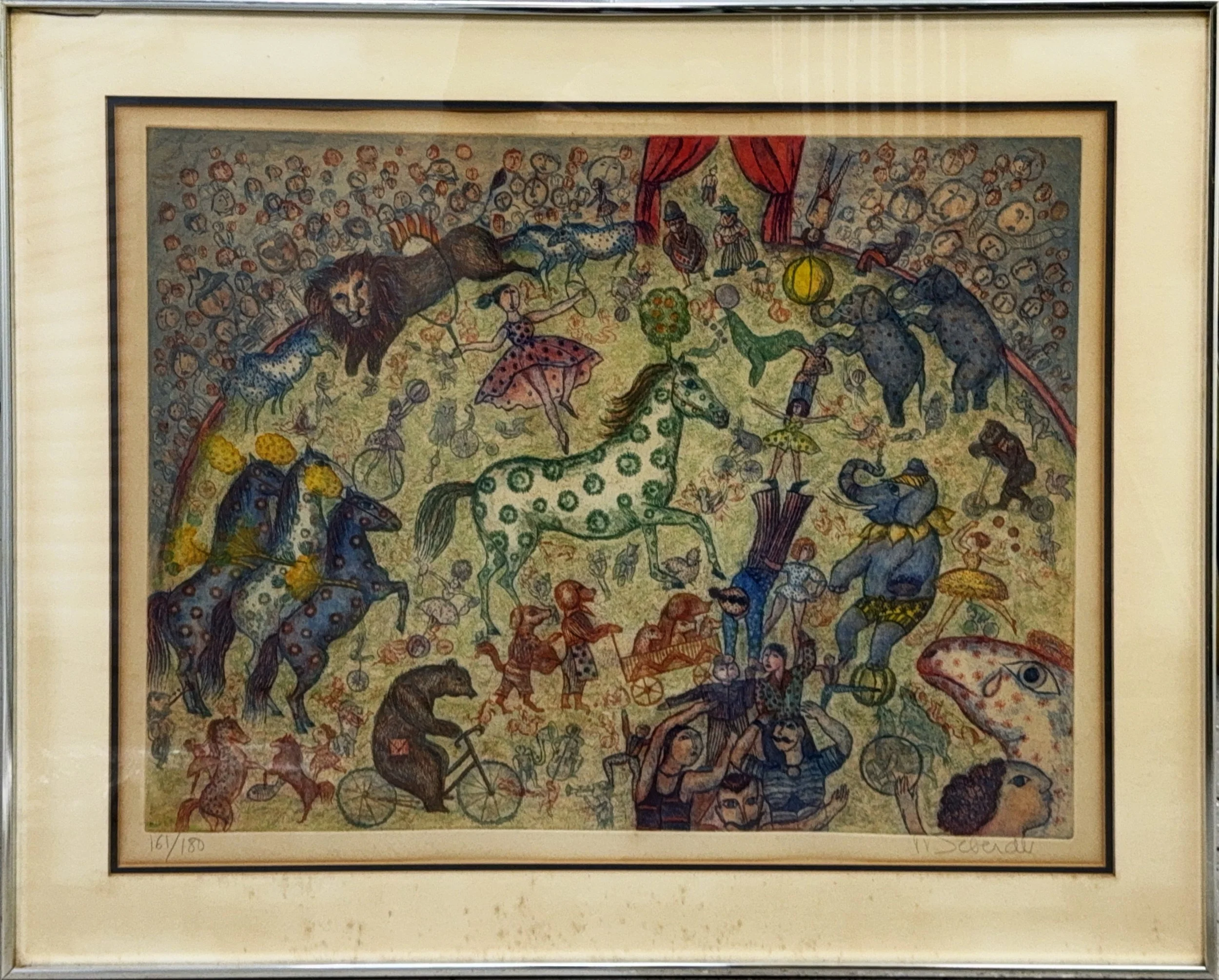'Circus Ring' Color Lithograph by Francoise Deberdt.  22"x 28" - $300