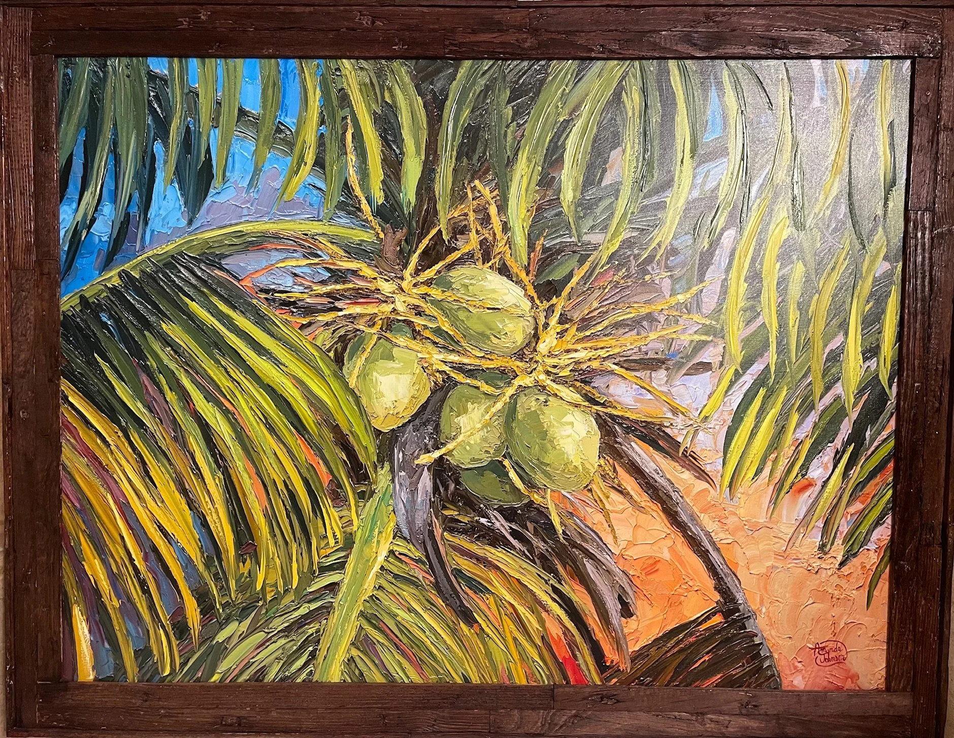 Evening Light Coconuts Embellished Gicleé by Amanda Johnson.  42"x 53" ~ $2,500