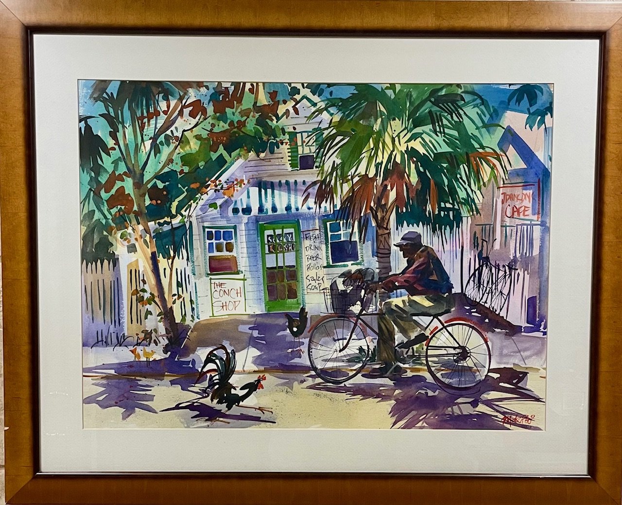 Conch Shop Framed Watercolor by Martha DePoo.  31"x 39" ~ $900