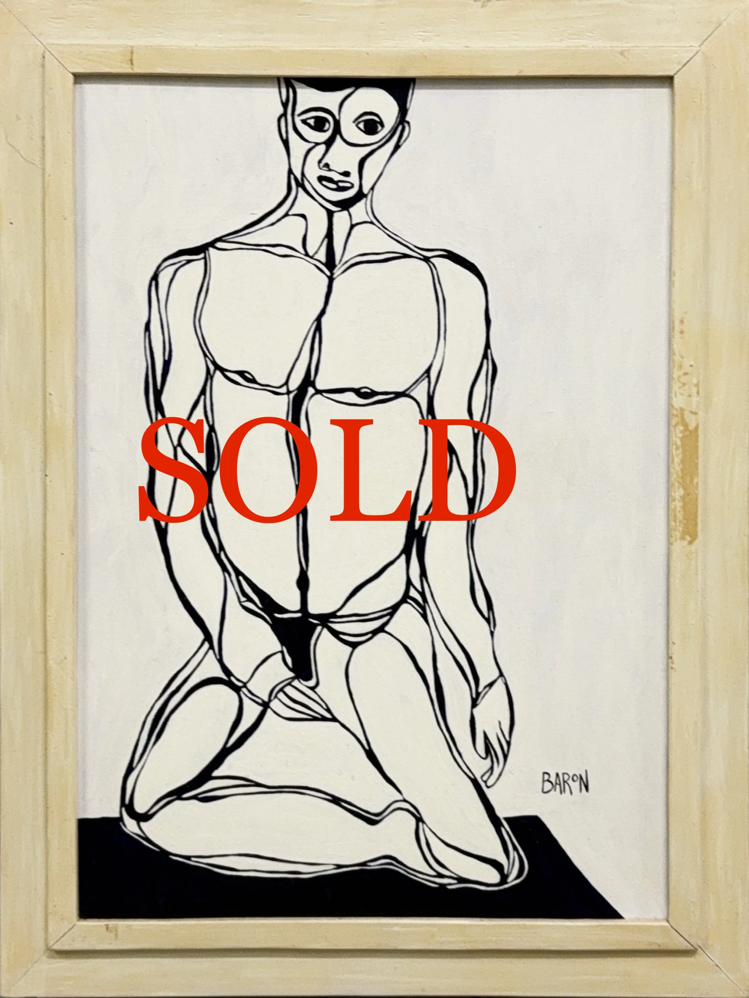 Nude Male Ink Drawing  by Jack Baron
Ink on Paper, 23" x 17" - $850    -SOLD-