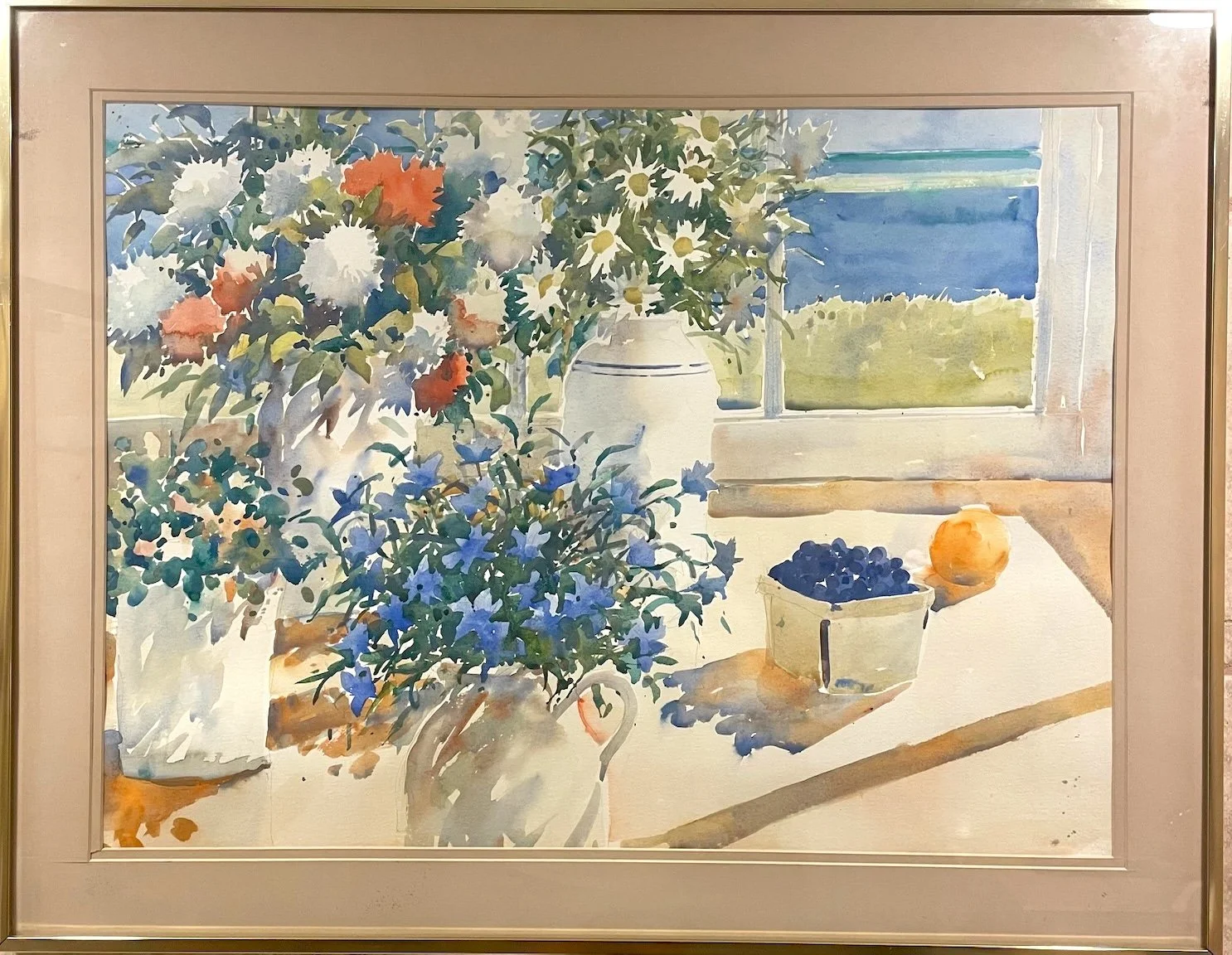 Flowers on Table, Unsigned.  34.5" x 27.25"
$135. 