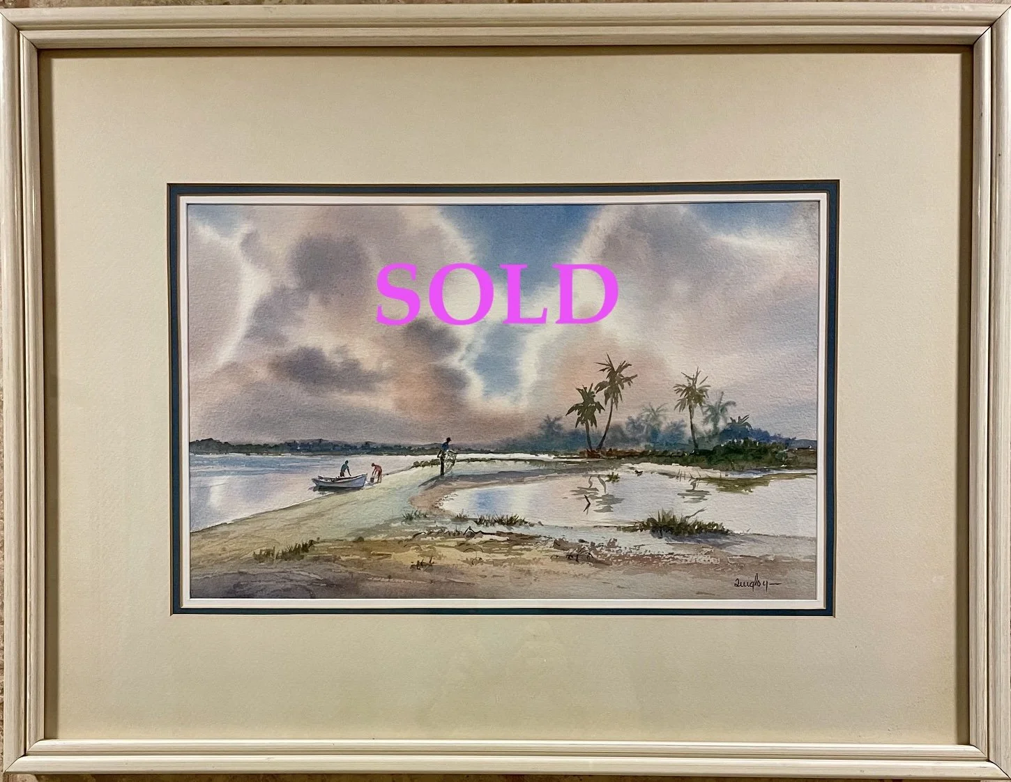 SOLD Shoreline of Key West by Irma Quigley.  Original Watercolor, 10"x 16" - 19"x 25" ~ $695