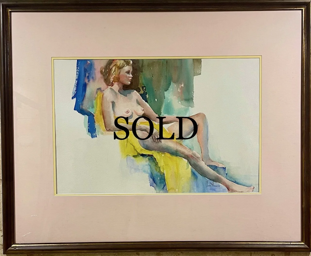 "Nude on Chair" Original Watercolor by Joan Howe. - SOLD-