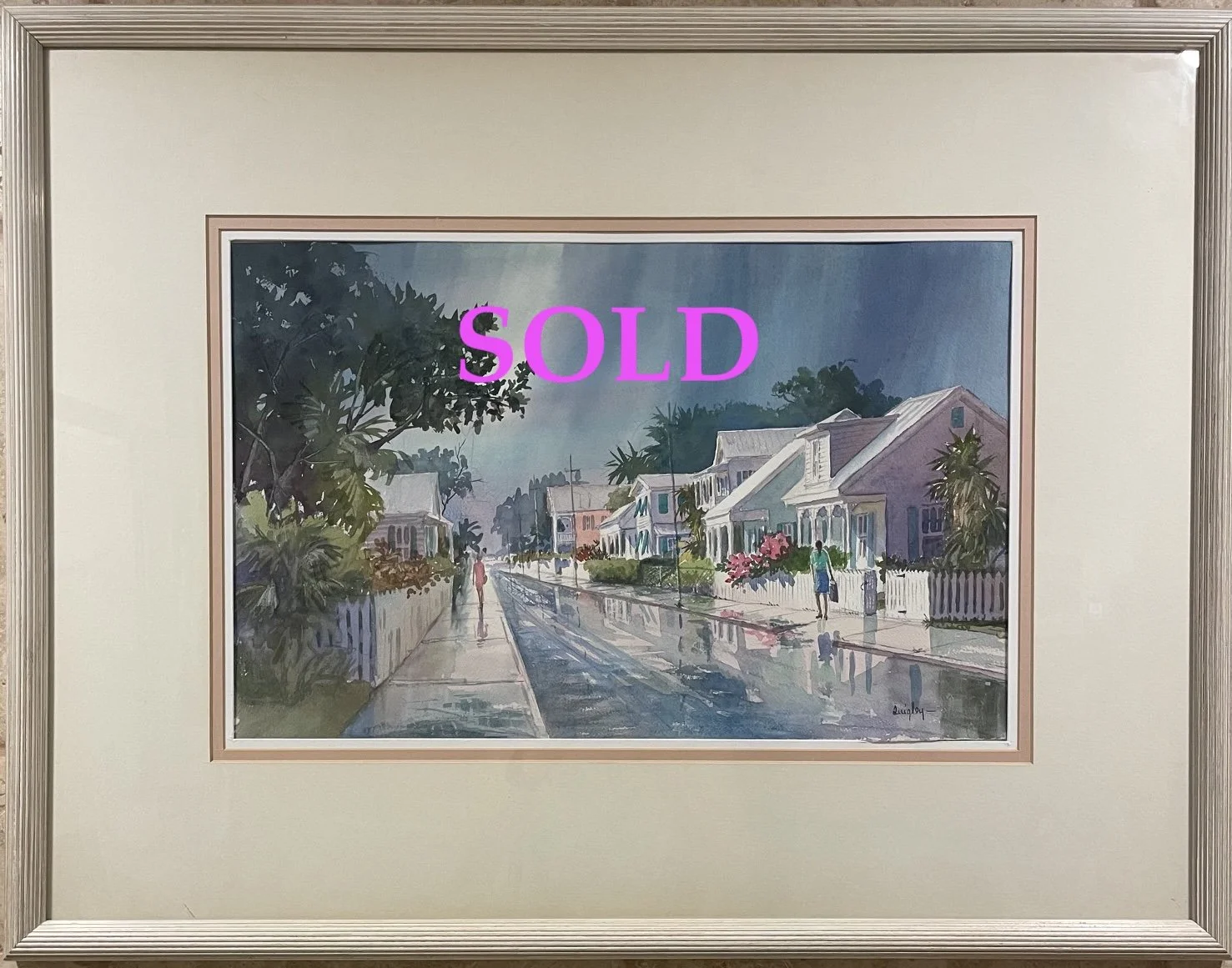 SOLD Key West Streetscape by Irma Quigley.  Original Watercolor 12"x 20" - 24"x 30" ~ $745 
