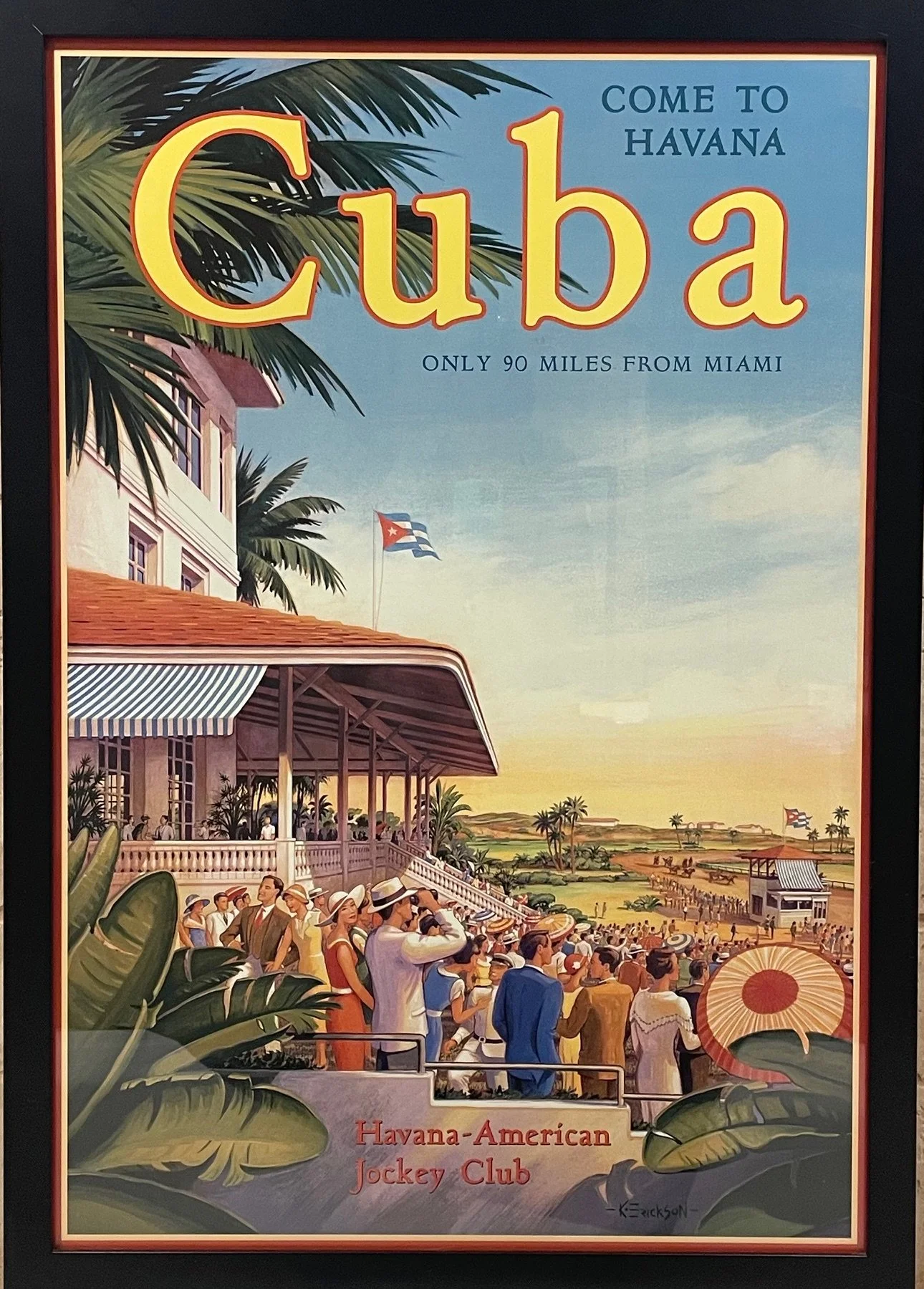 Iconic Cuba Travel Poster, Framed.  28"x 40" 
~ $75