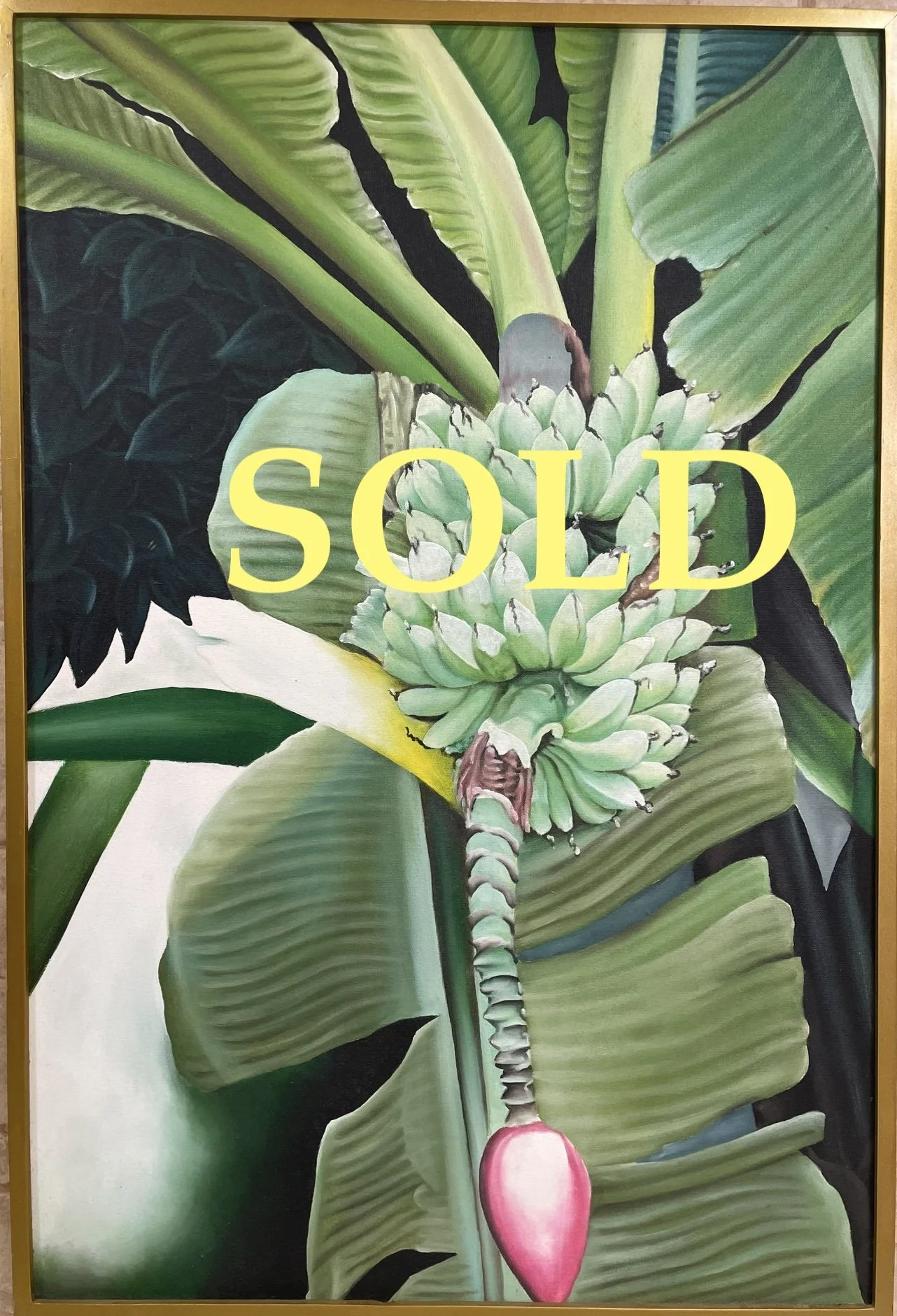 Banana Tree, Artist Unknown.  Original Oil, 
31"x 47" ~ SOLD~