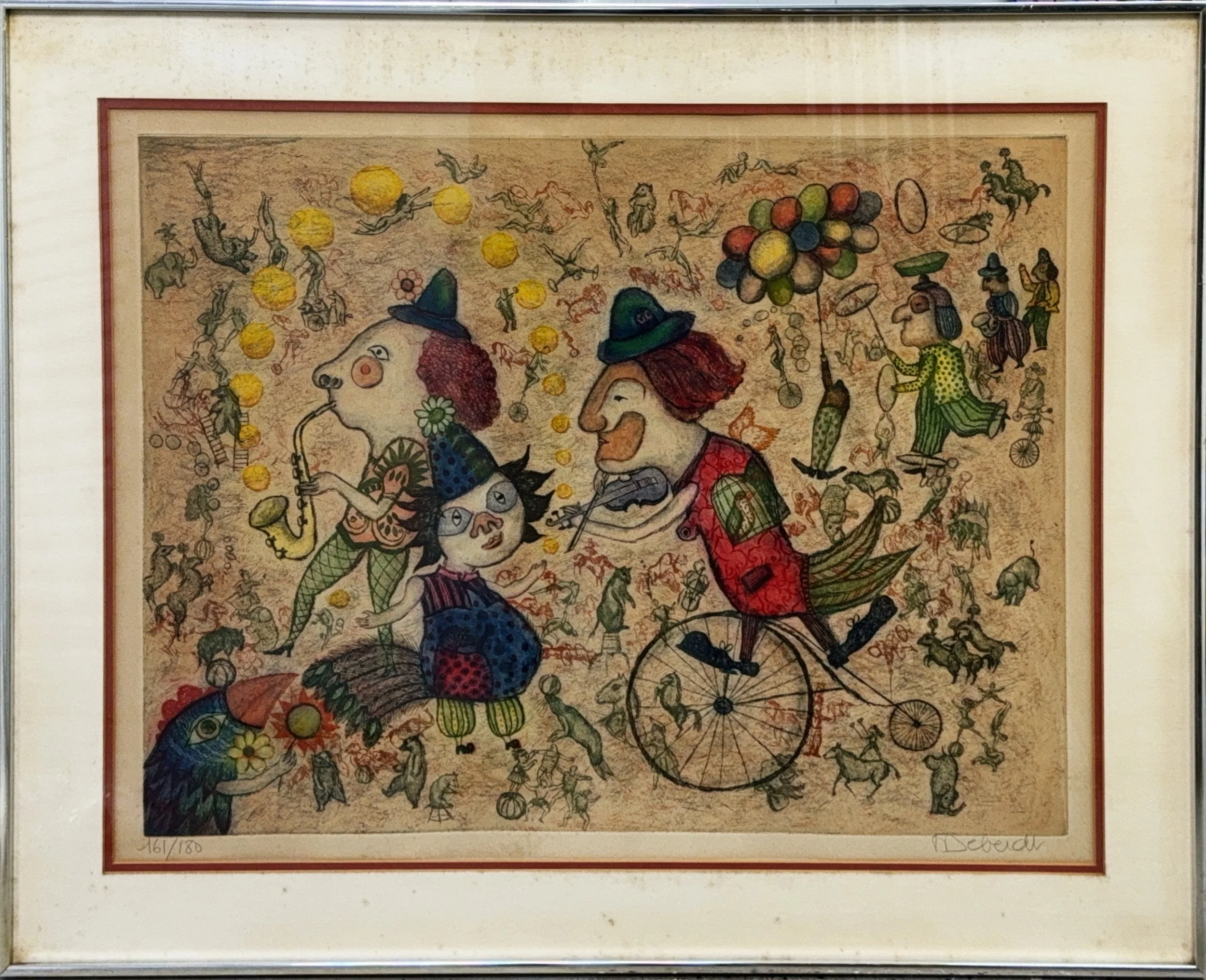 'At the Circus Parade of the Stars' Color Lithograph by Francoise Deberdt, 20"x 26.5".  $300