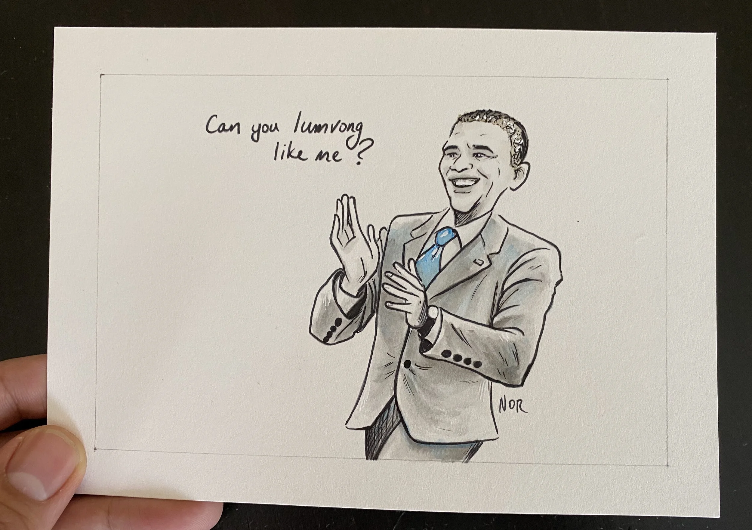 “Can you lumvong like me?” Watercolor & Ink 4in x 6in. © September 6, 2016 by Nor Sanavongsay