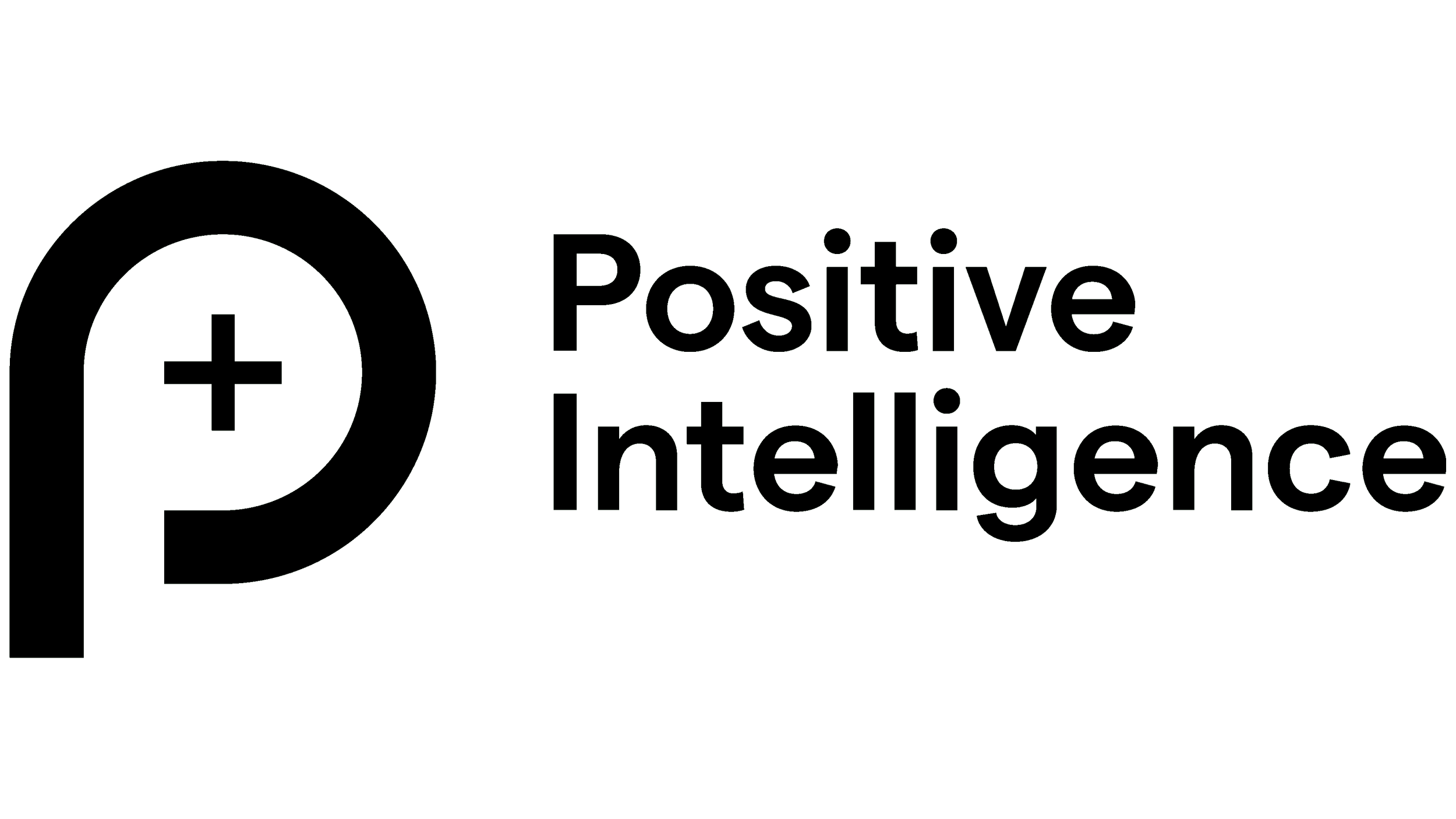 Logo with a medical cross inside a stylized letter P and the words 'Positive Intelligence'