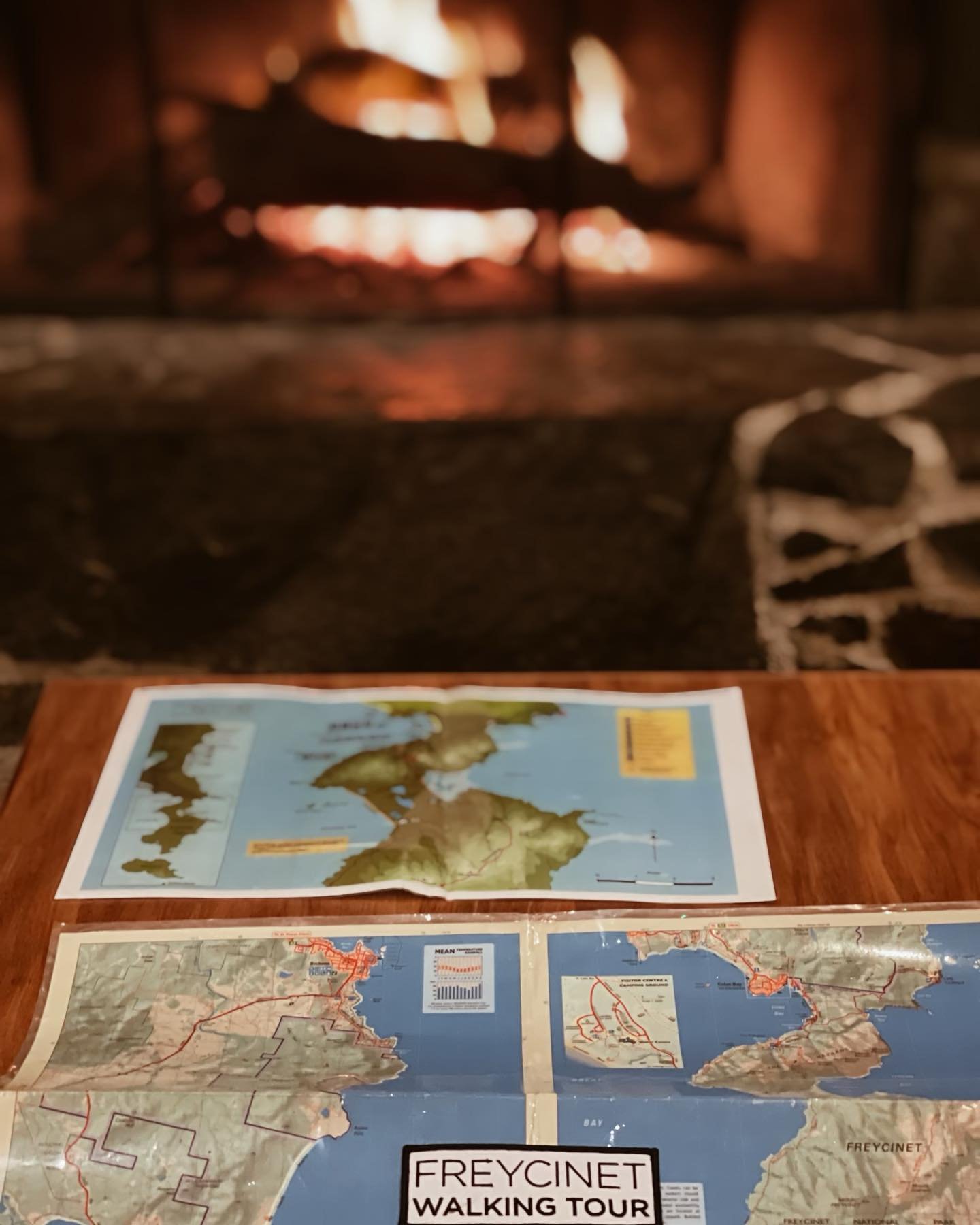 FWT maps in front of lodge fire.jpeg