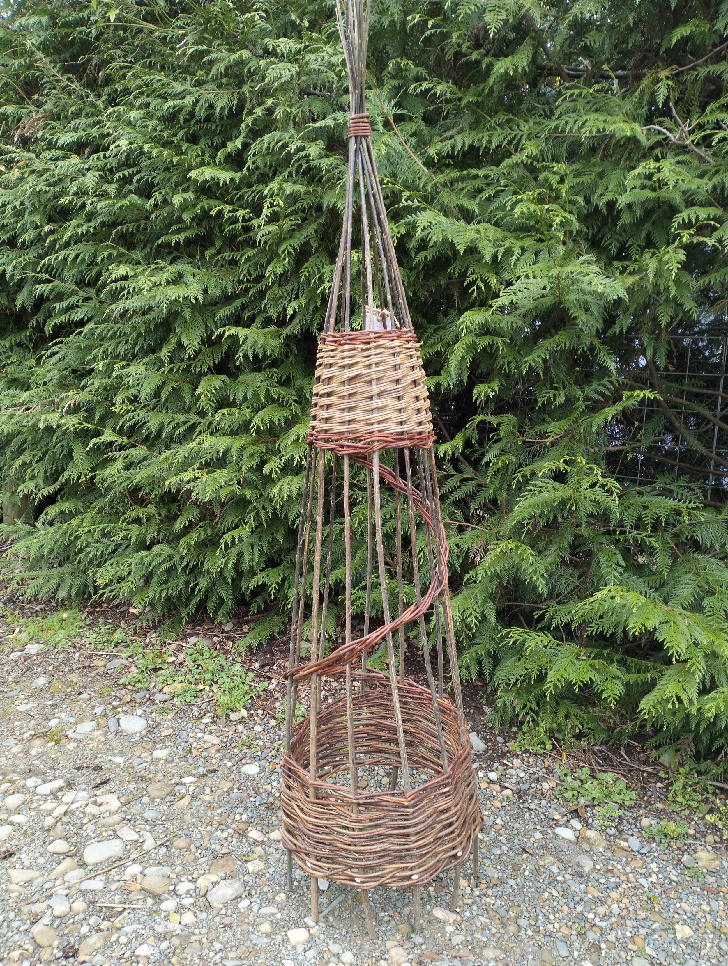 Willow garden structure woven by New Zealand basket maker Tanya Doty